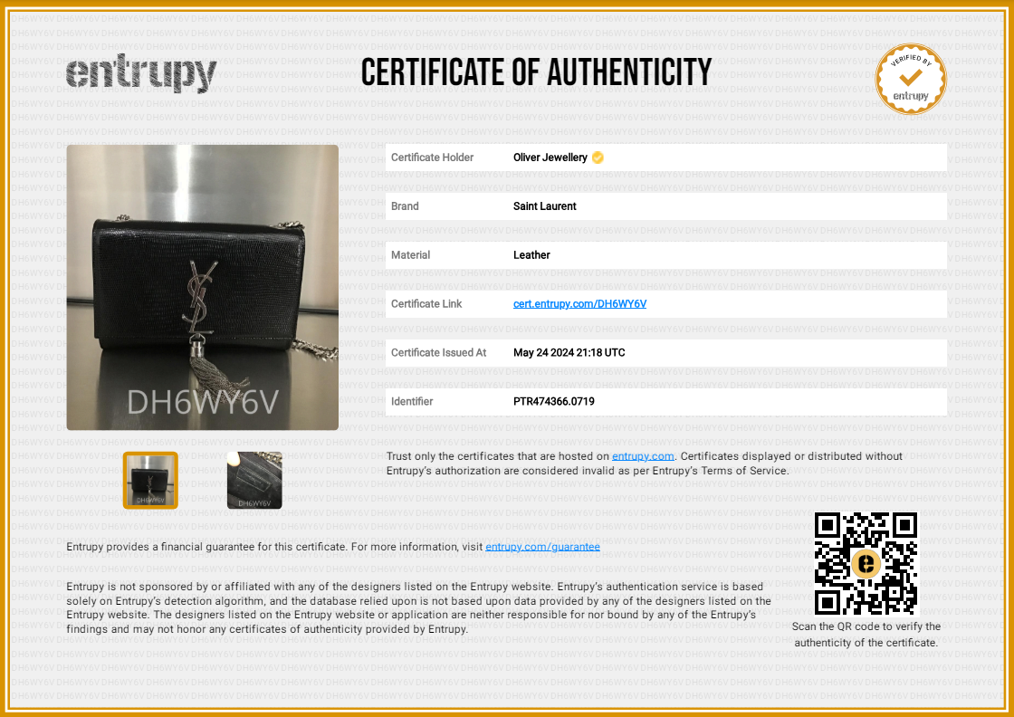 Saint Laurent Black Lizard-Embossed Leather Small Kate Tassel Bag