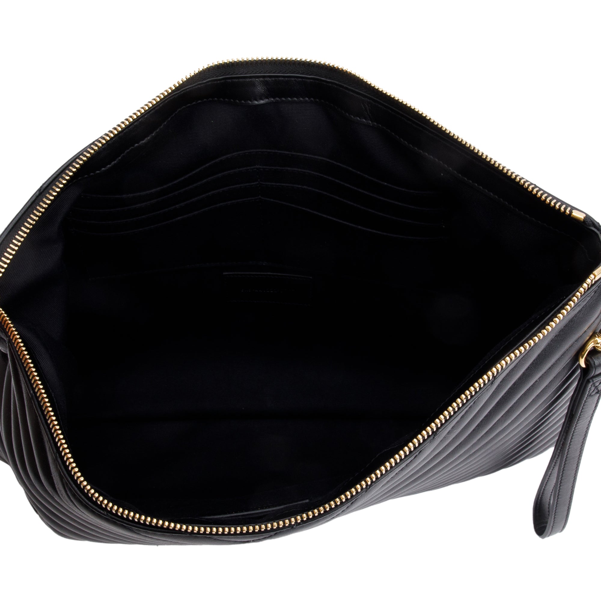 Saint Laurent Black Matelasse Leather Large Document Pouch w/ Box