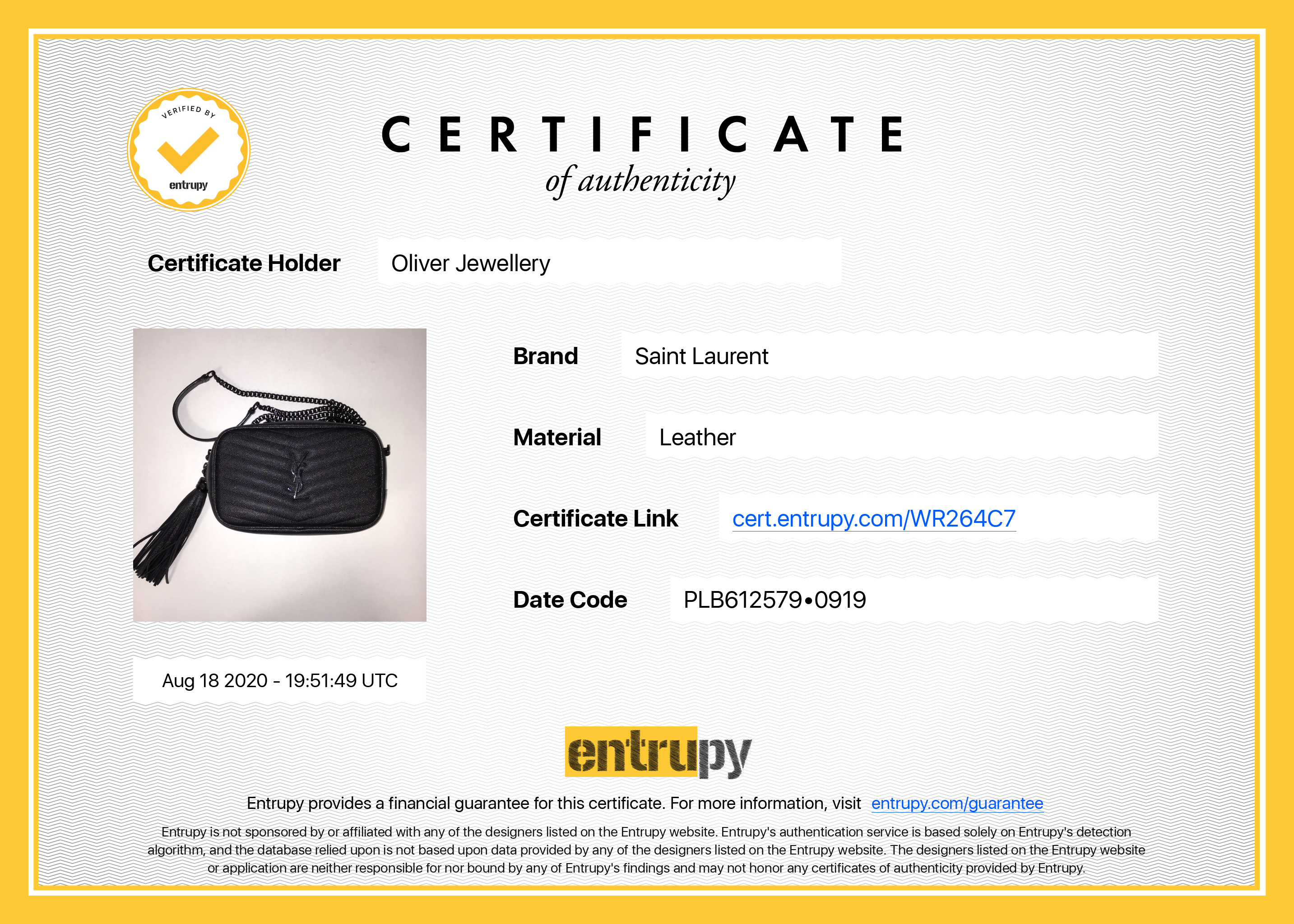 Saint Laurent Black Matelasse Lou Mini Crossbody Bag w/ Box