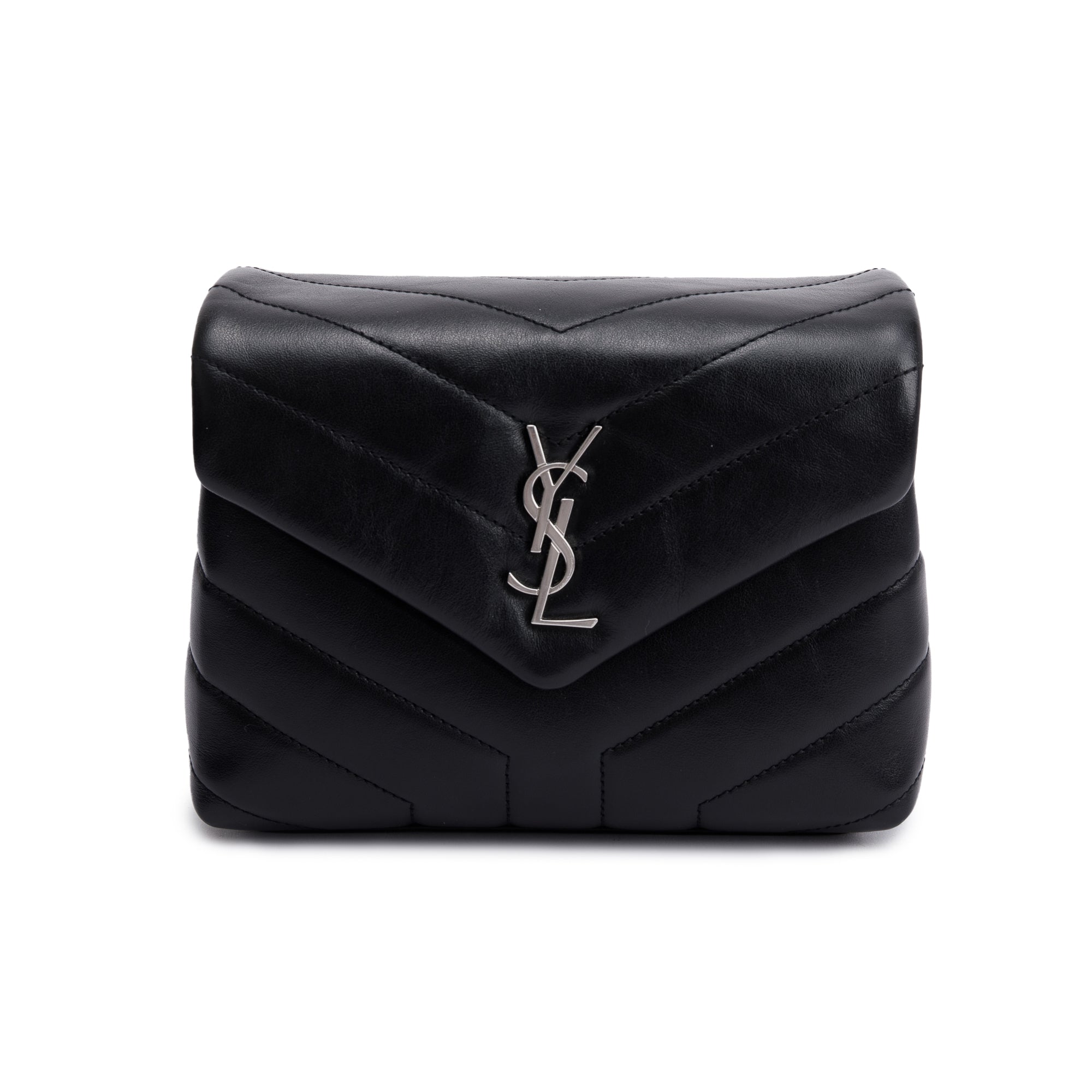 Saint Laurent Black Monogram Matelasse Toy Loulou Crossbody Bag w/ Box