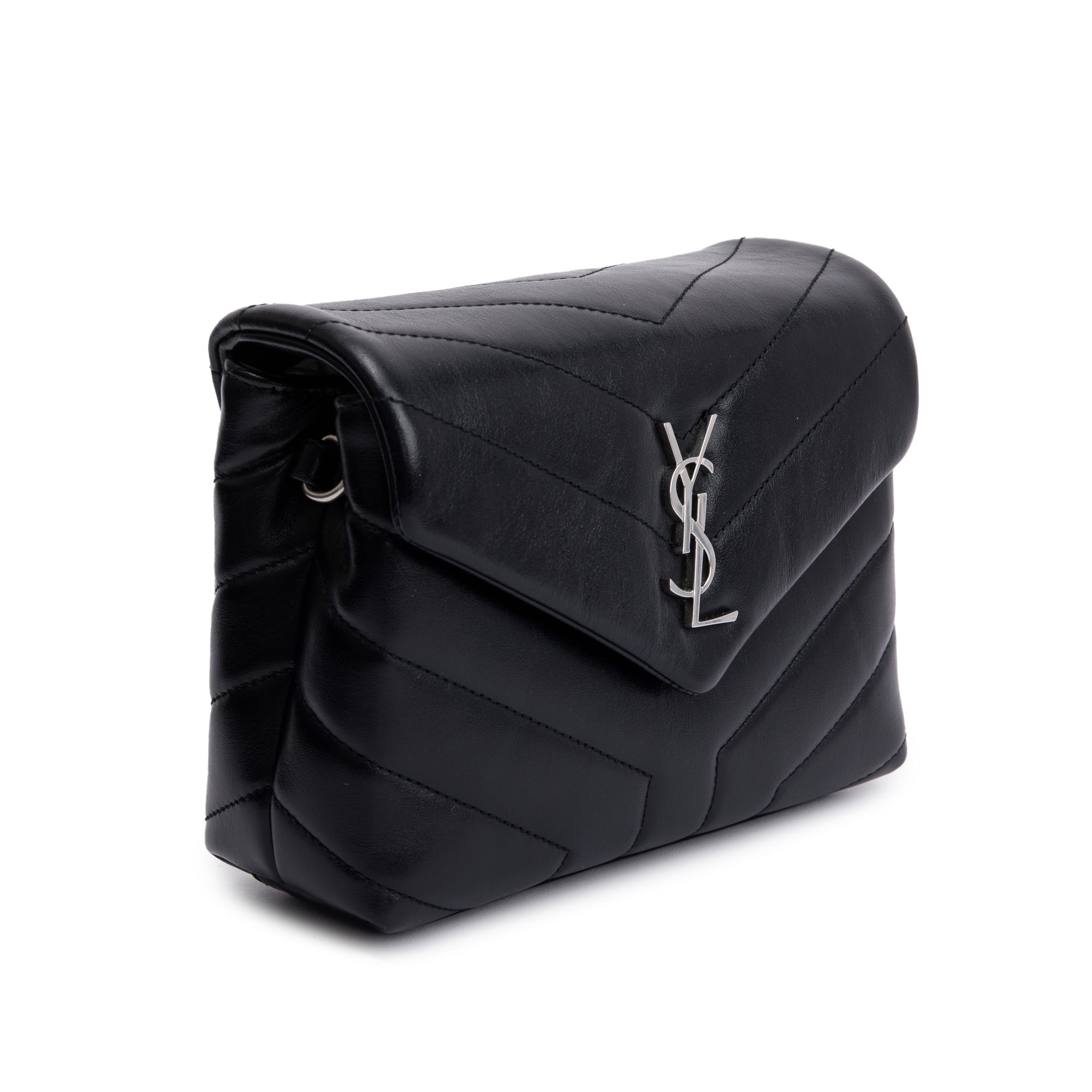 Saint Laurent Black Monogram Matelasse Toy Loulou Crossbody Bag w/ Box