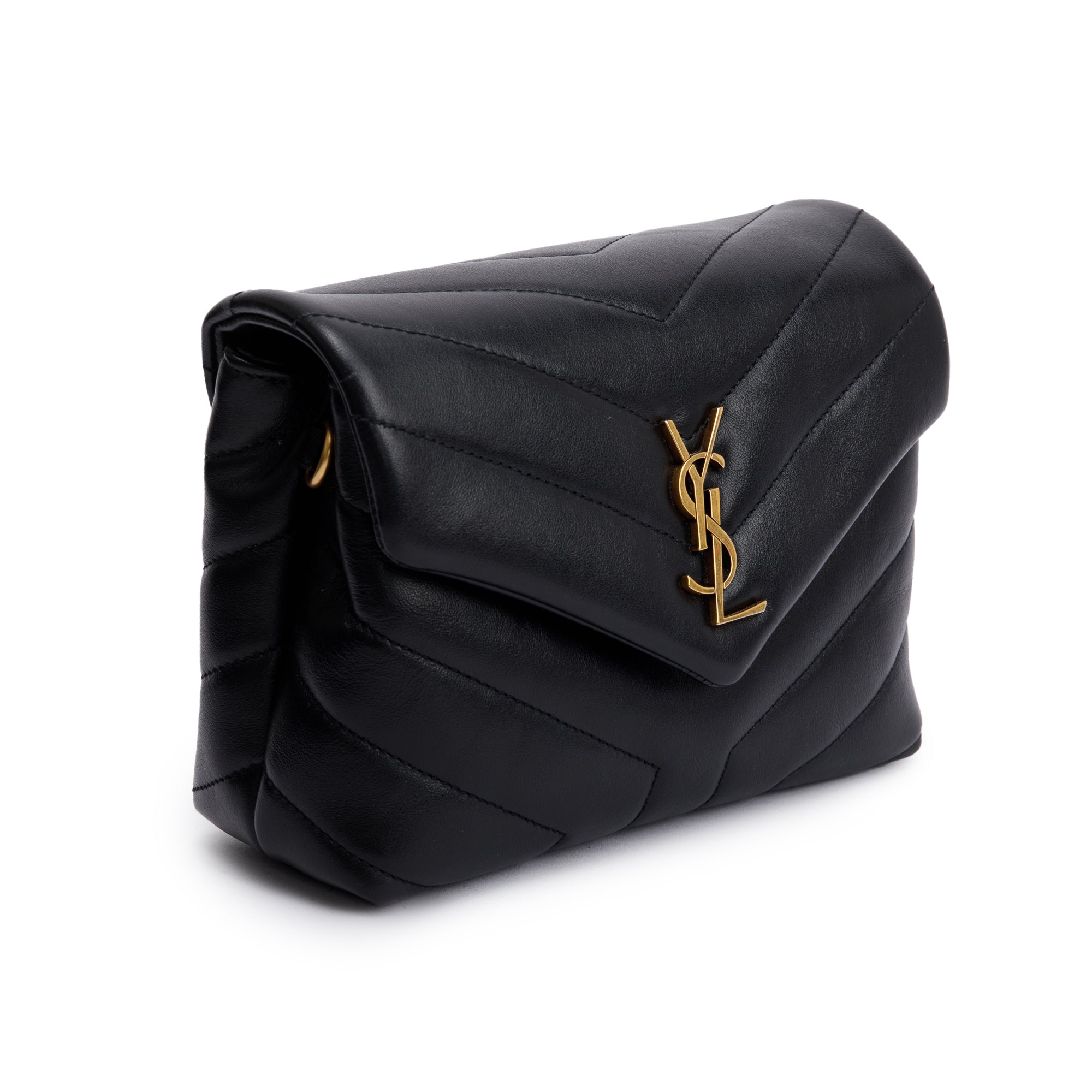 Saint Laurent Black Monogram Matelasse Toy Loulou Crossbody Bag w/ Box