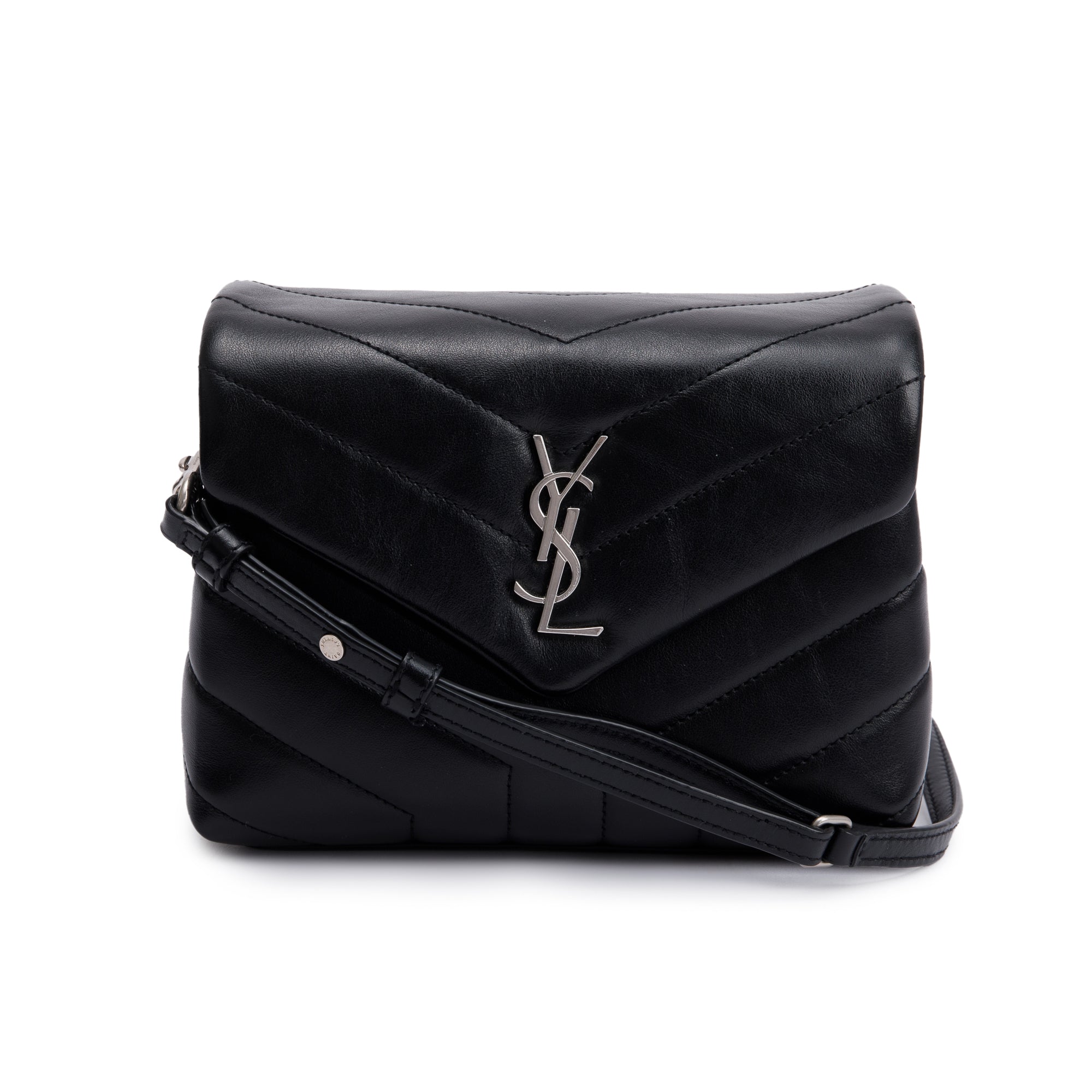 Saint Laurent Black Monogram Matelasse Toy Loulou Crossbody Bag