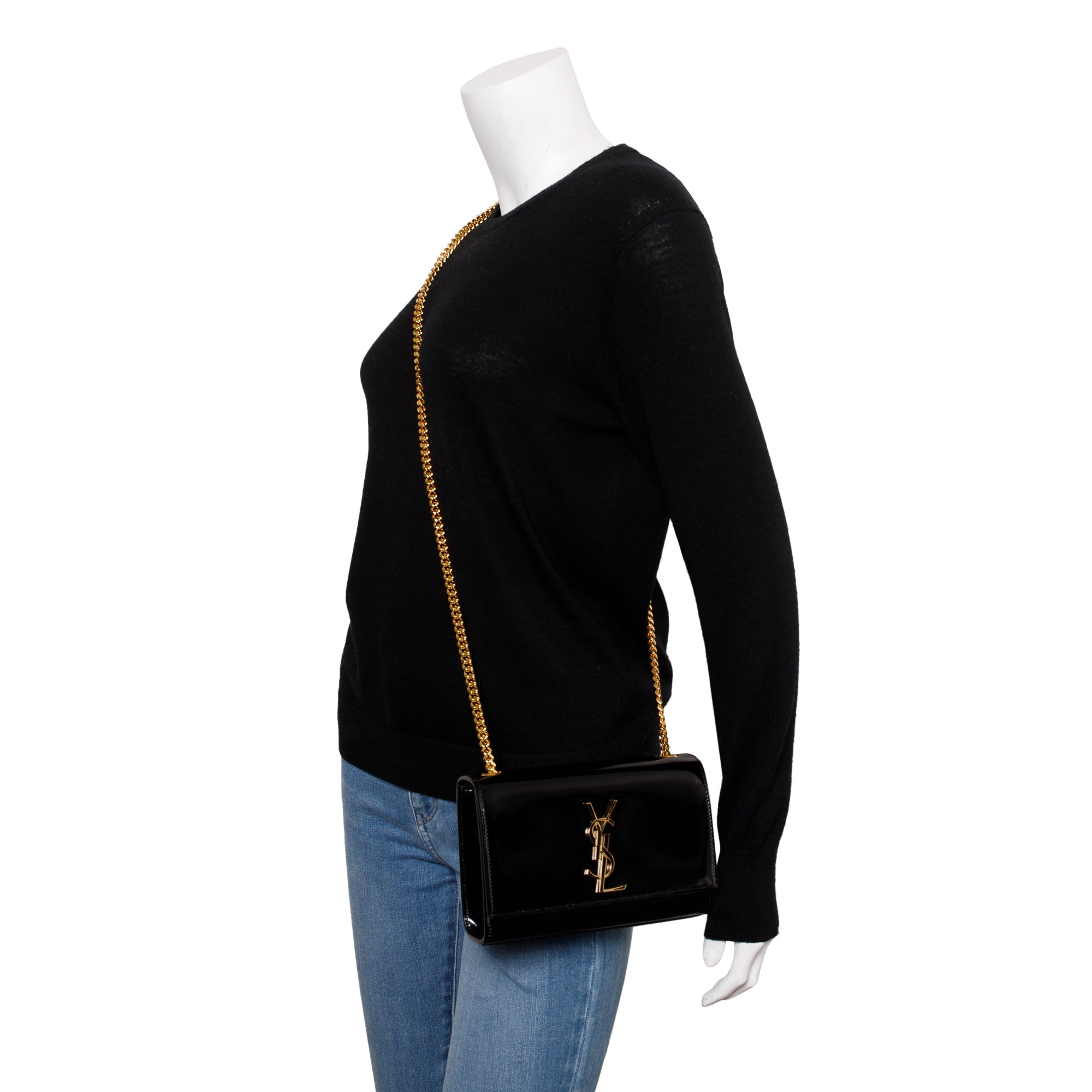 Saint Laurent Black Patent Leather Kate Bag