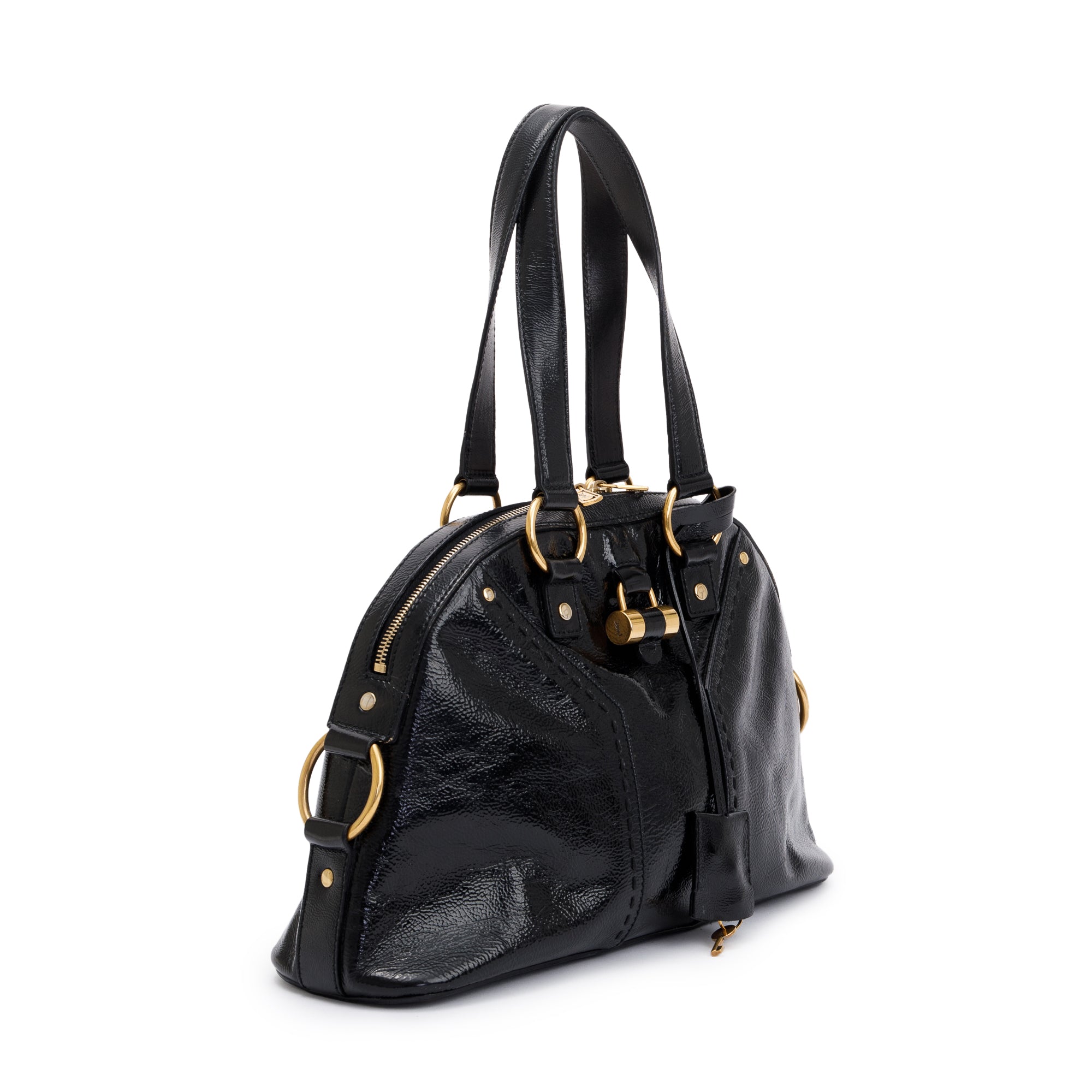 Saint Laurent Black Patent Leather Medium Muse Bag