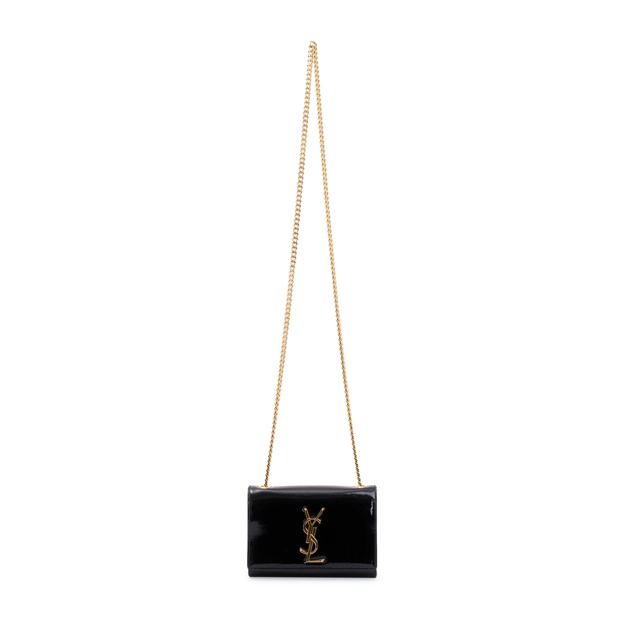 Saint Laurent Black Patent Leather Mini Monogram Kate Bag