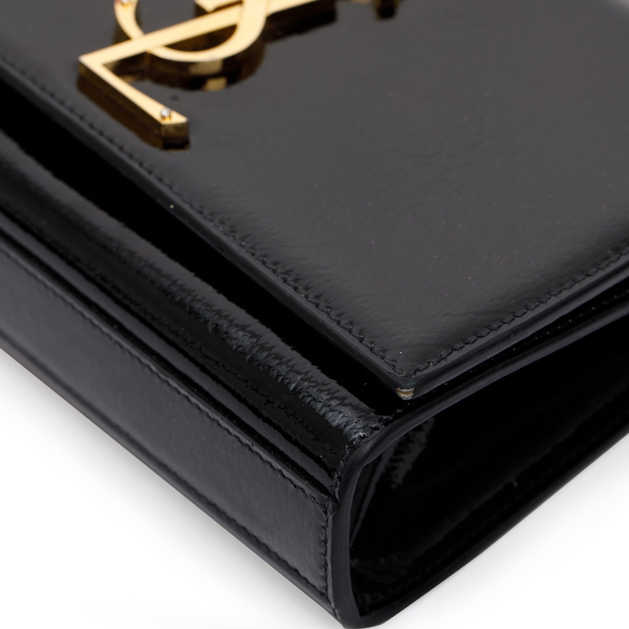Saint Laurent Black Patent Leather Mini Monogram Kate Bag