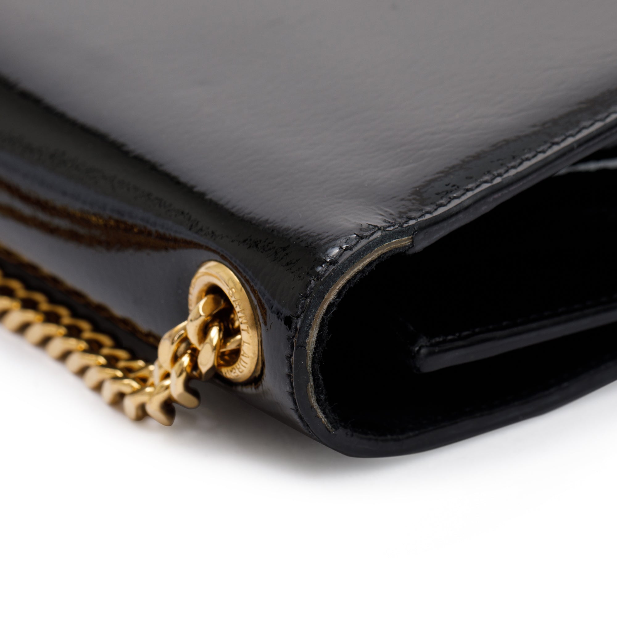 Saint Laurent Black Patent Leather Mini Monogram Kate Bag