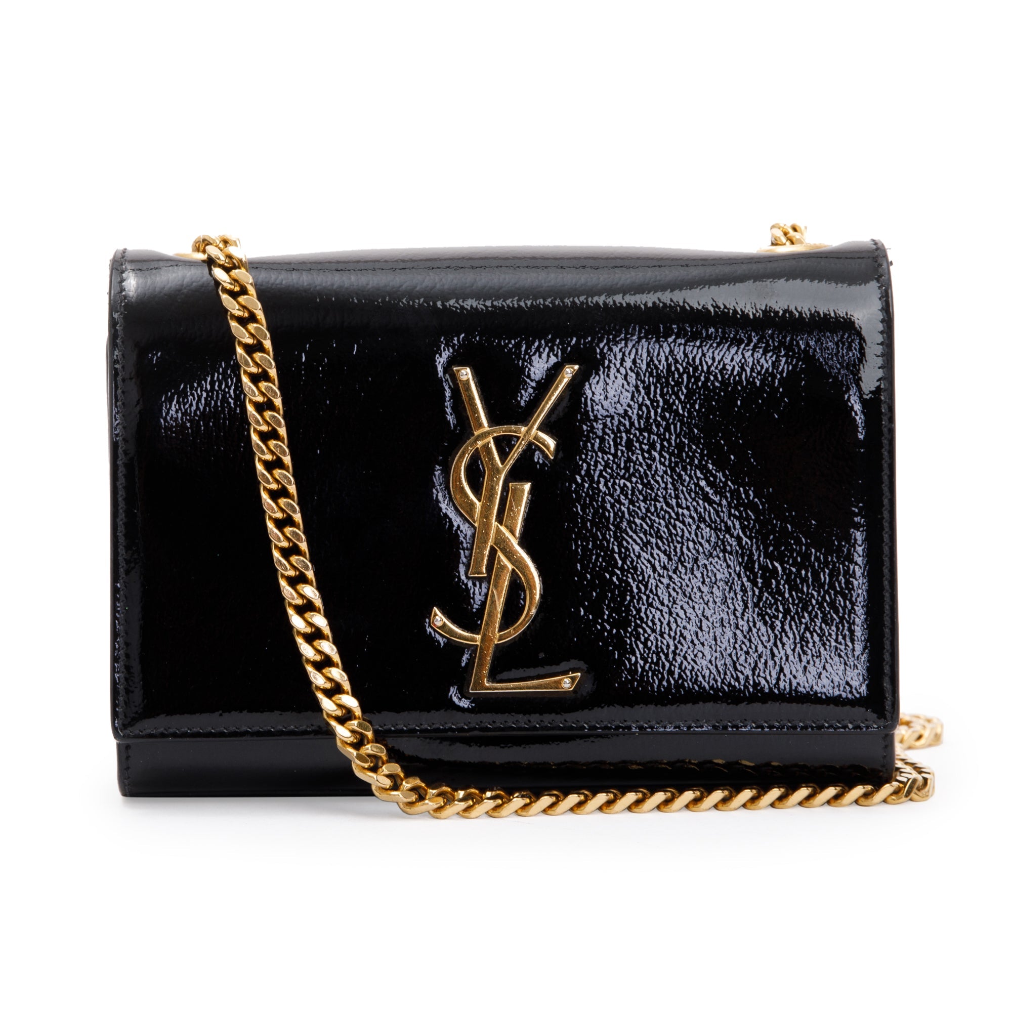 Saint Laurent Black Patent Leather Mini Monogram Kate Bag