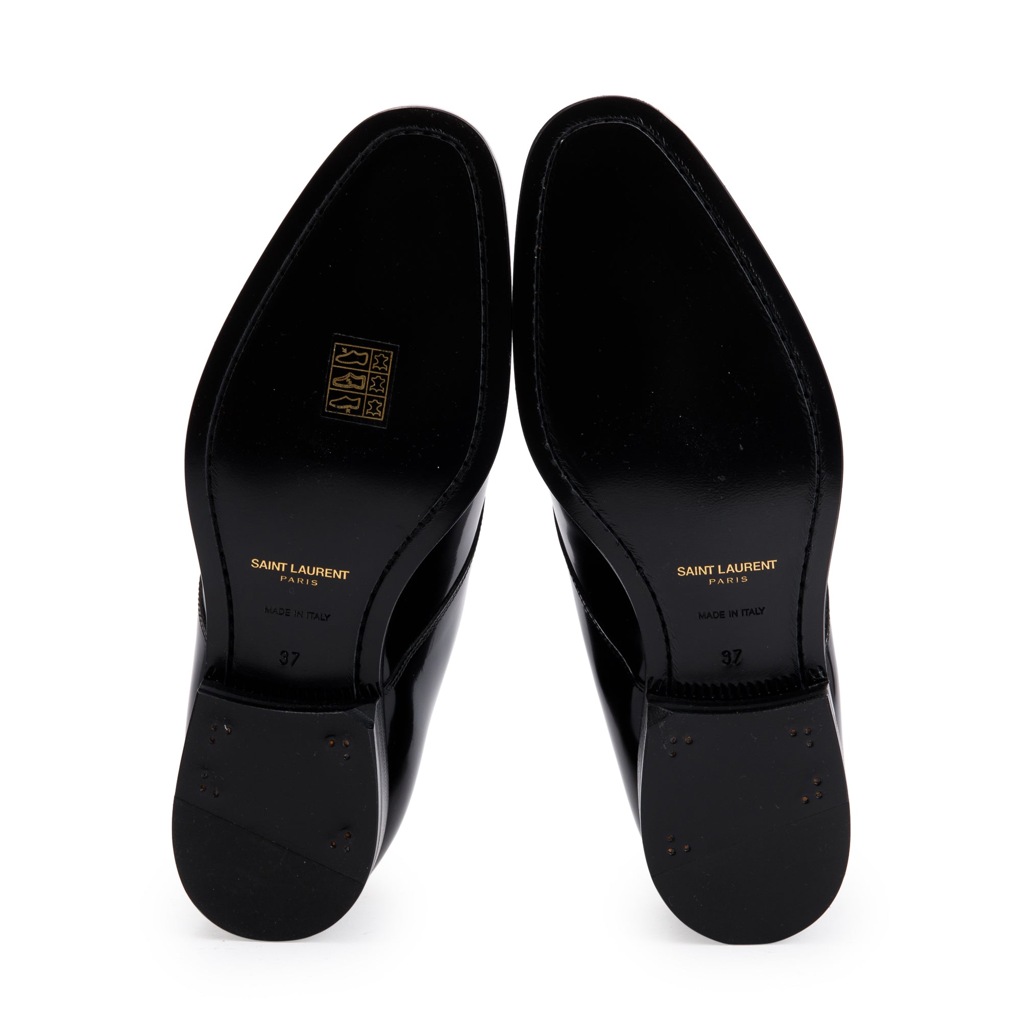 Saint Laurent Black Patent Leather Montaigne 25 Uniform, Size 37 w/ Box