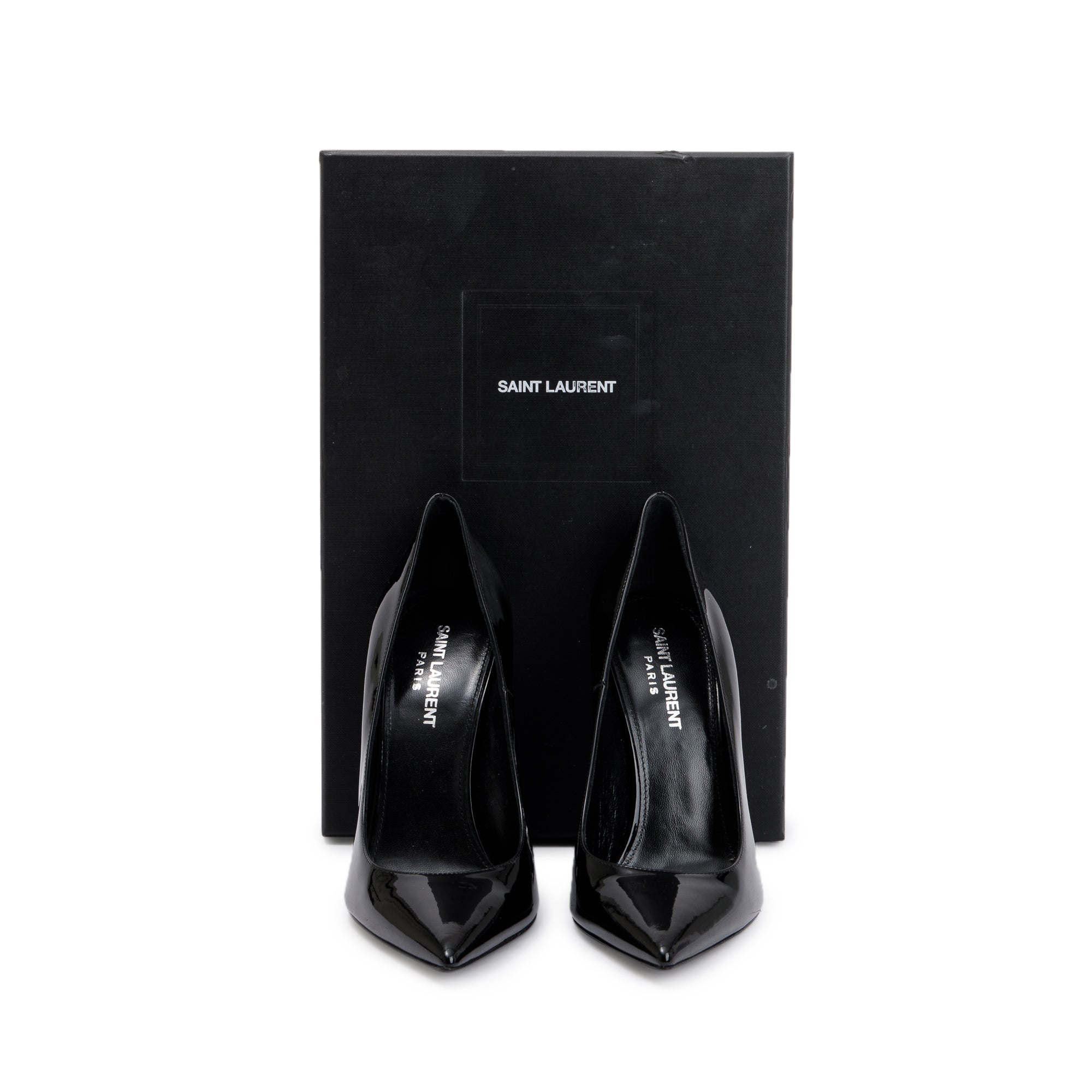 Saint Laurent Black Patent Leather Opyum 110 Pumps, Size 37 w/ Box