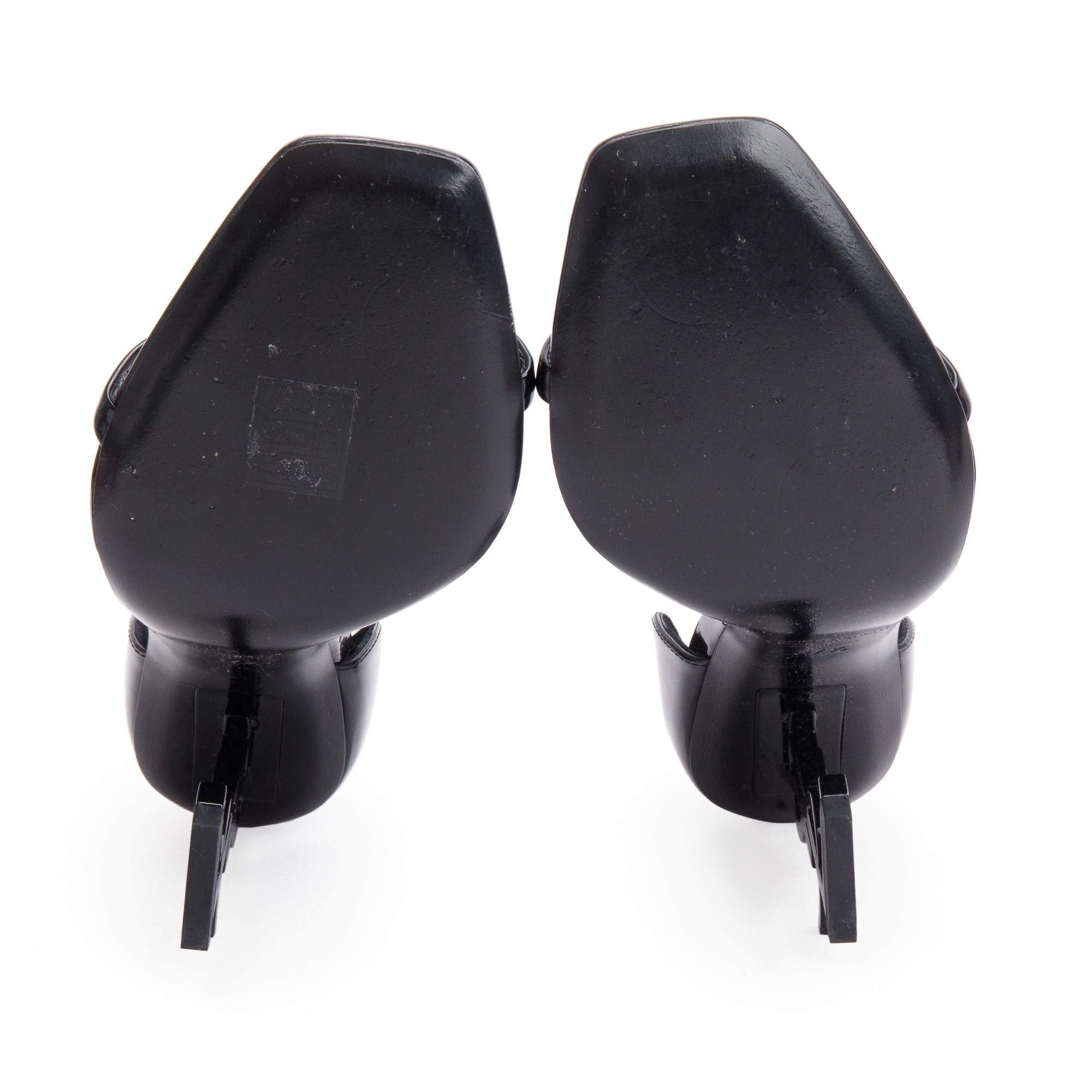 Saint Laurent Black Patent Leather Opyum Sandals, Size 37.5