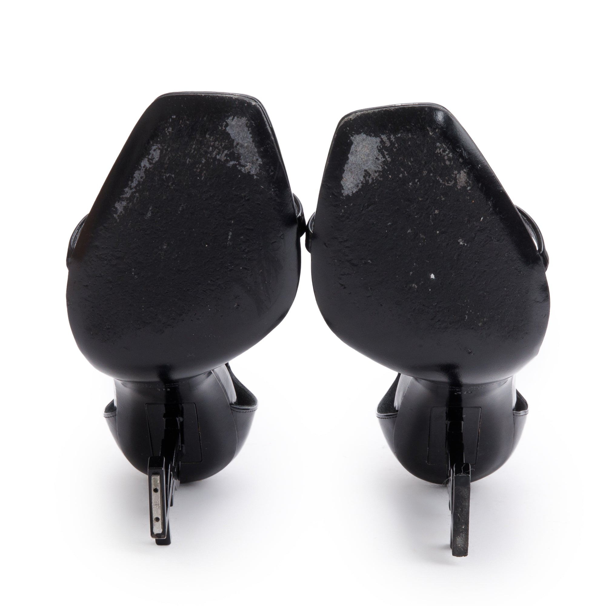 Saint Laurent Black Patent Leather Opyum Sandals, Size 38 w/ Box