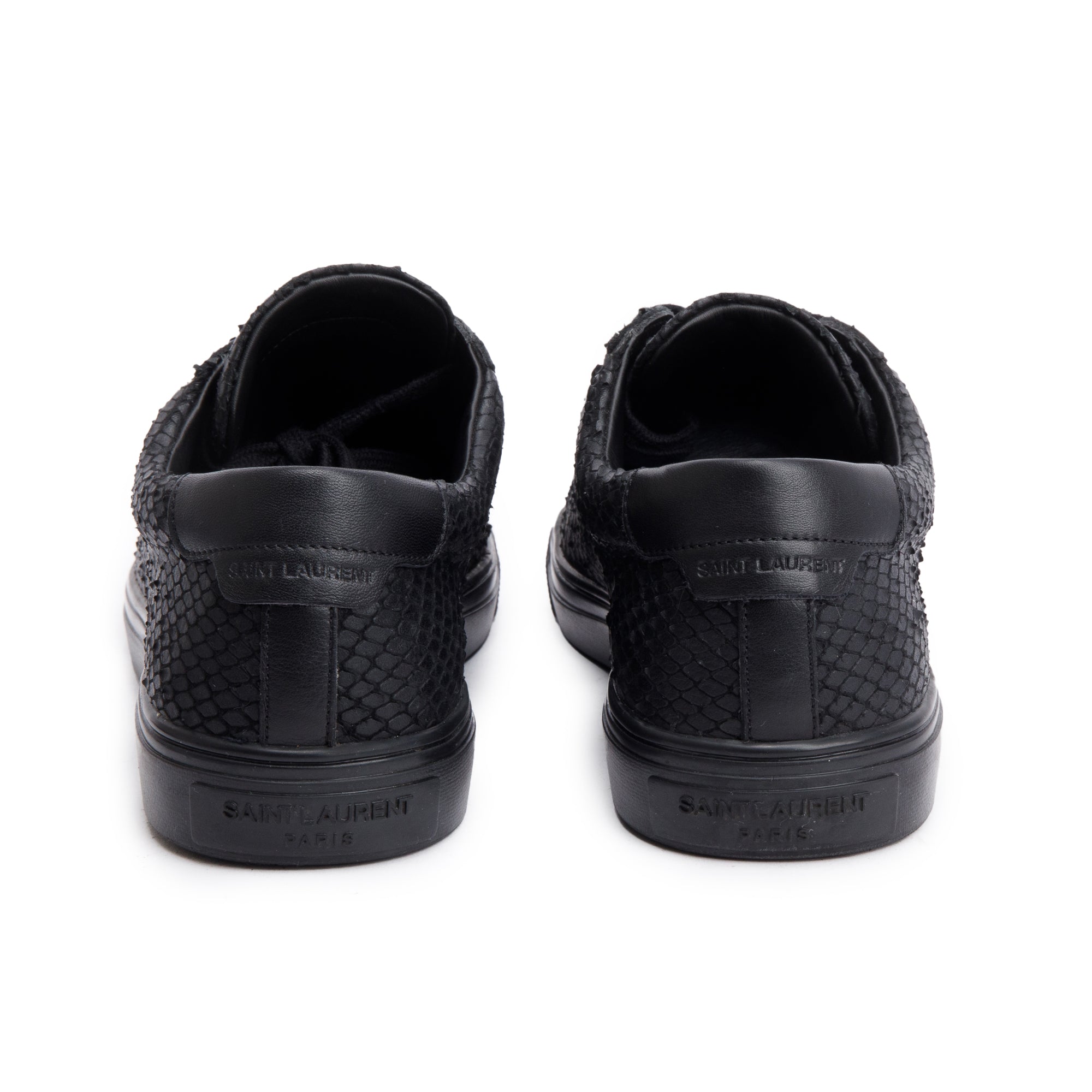Saint Laurent Black Python Effect Calfskin Leather Andy Sneakers, Size 36 w/ Box