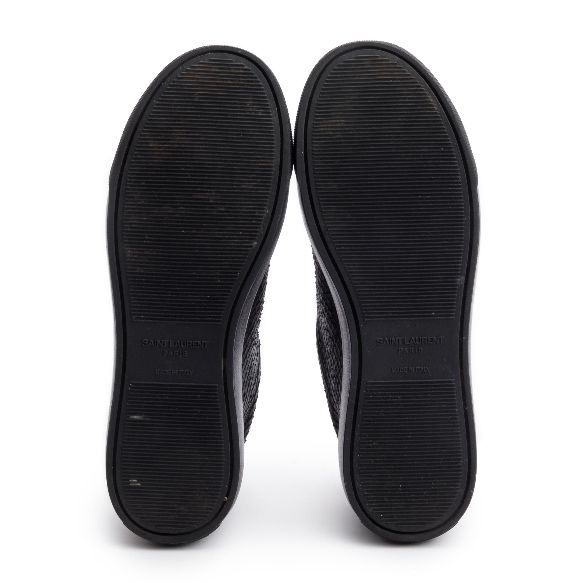 Saint Laurent Black Python Effect Calfskin Leather Andy Sneakers, Size 36 w/ Box