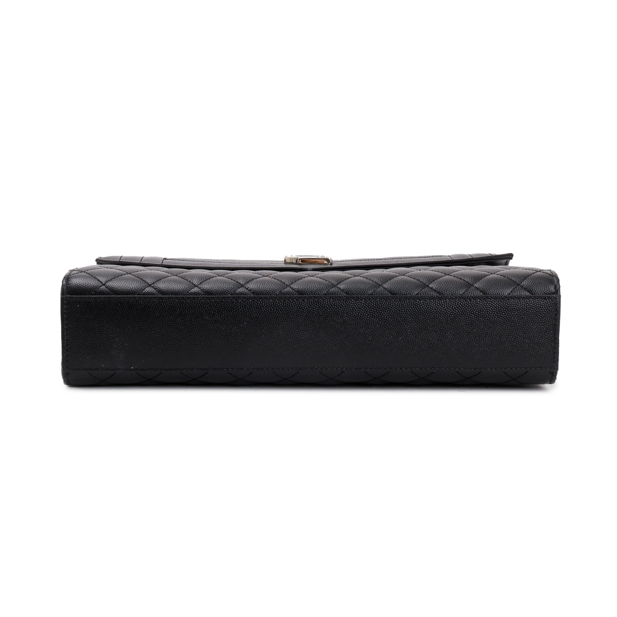 Saint Laurent Black Quilted Grain De Poudre Leather Large Envelope Chain Bag