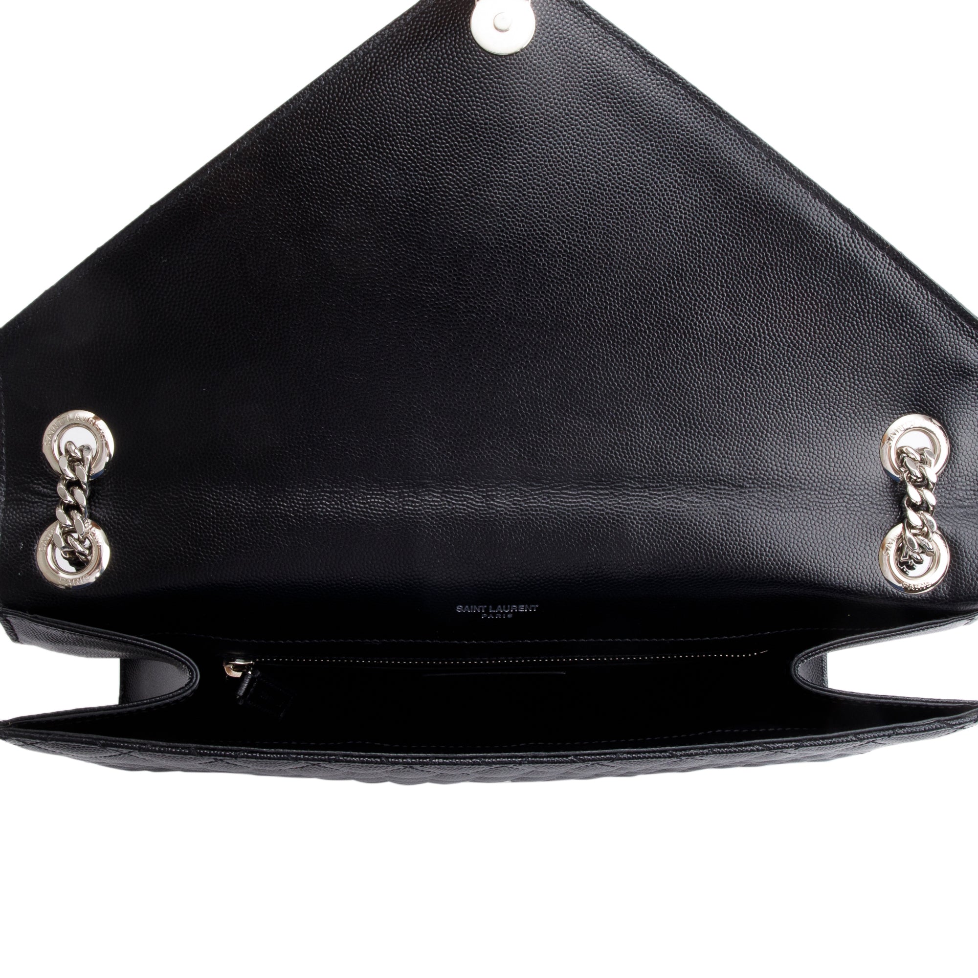 Saint Laurent Black Quilted Grain De Poudre Leather Large Envelope Chain Bag