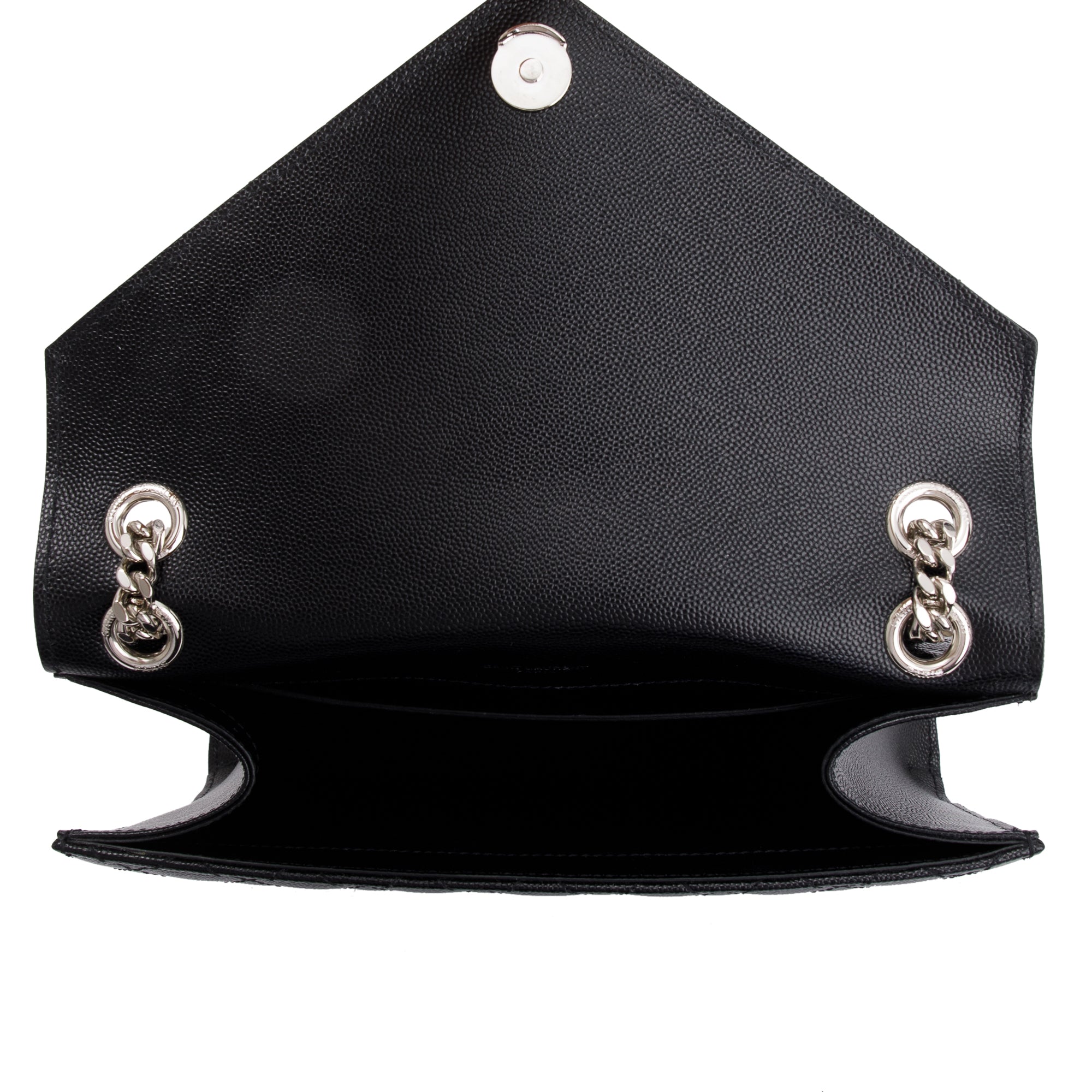 Saint Laurent Black Quilted Grain De Poudre Leather Medium Envelope Chain Bag