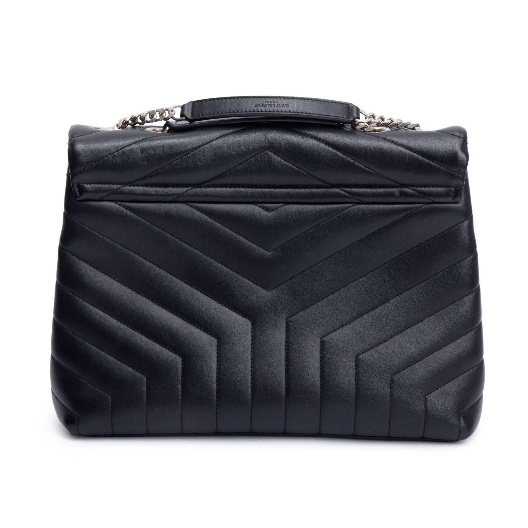 Saint Laurent Black Quilted Leather Medium Loulou Monogram Shoulder Bag