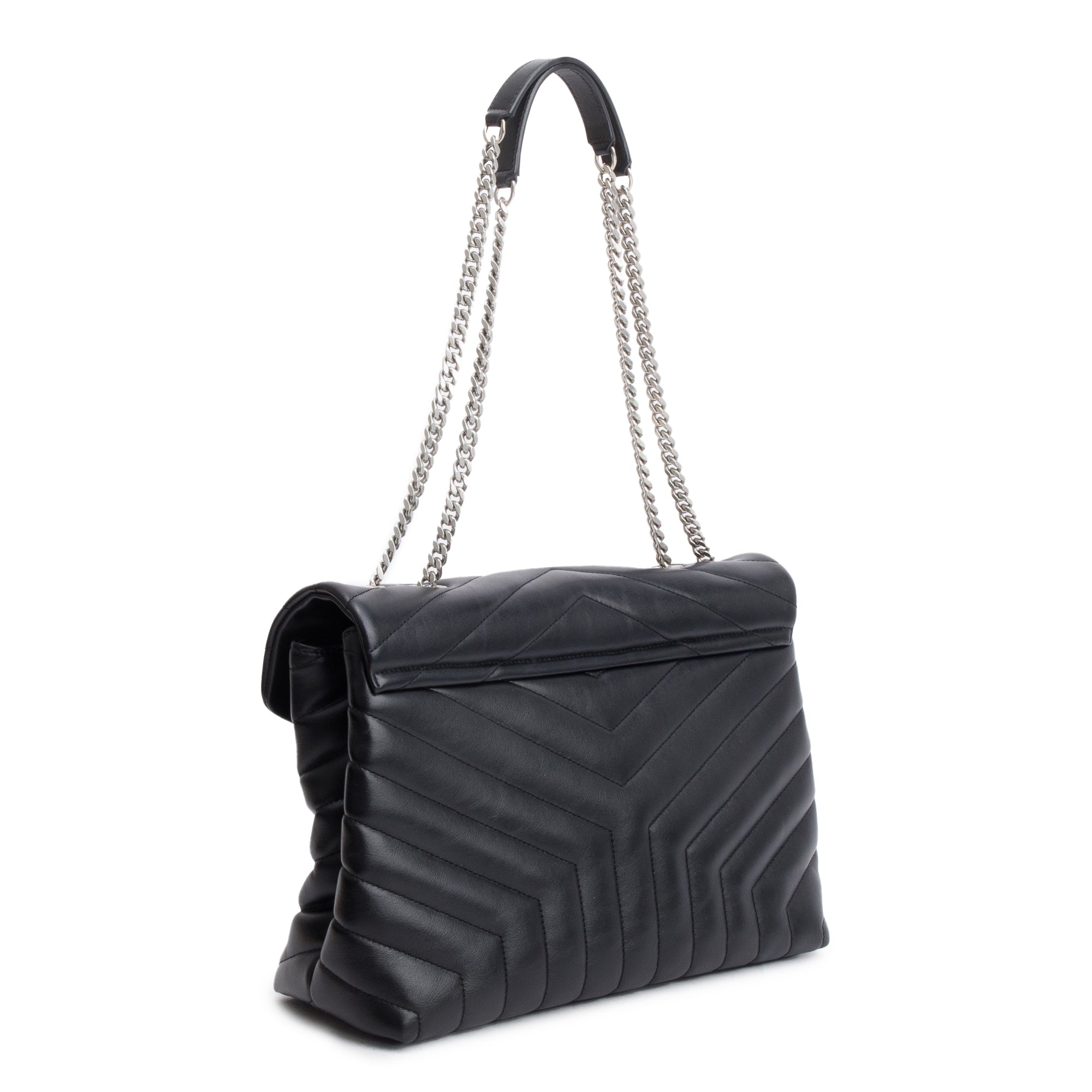 Saint Laurent Black Quilted Leather Medium Loulou Monogram Shoulder Bag