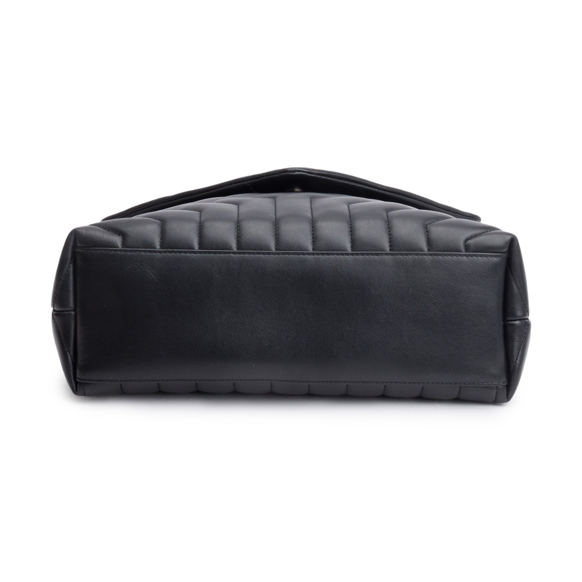 Saint Laurent Black Quilted Leather Medium Loulou Monogram Shoulder Bag