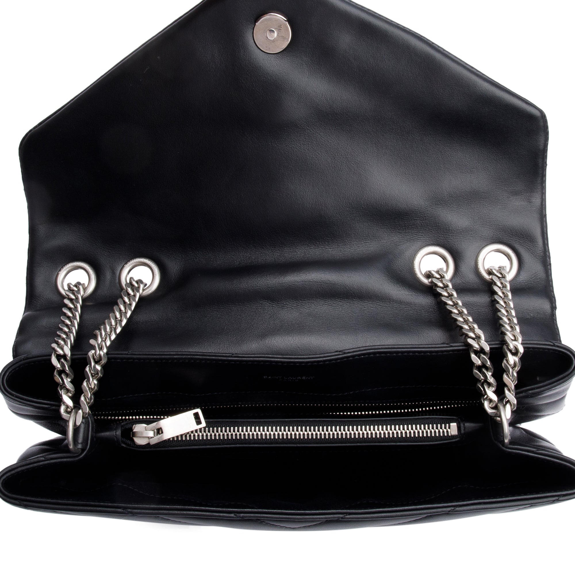 Saint Laurent Black Quilted Leather Medium Loulou Monogram Shoulder Bag