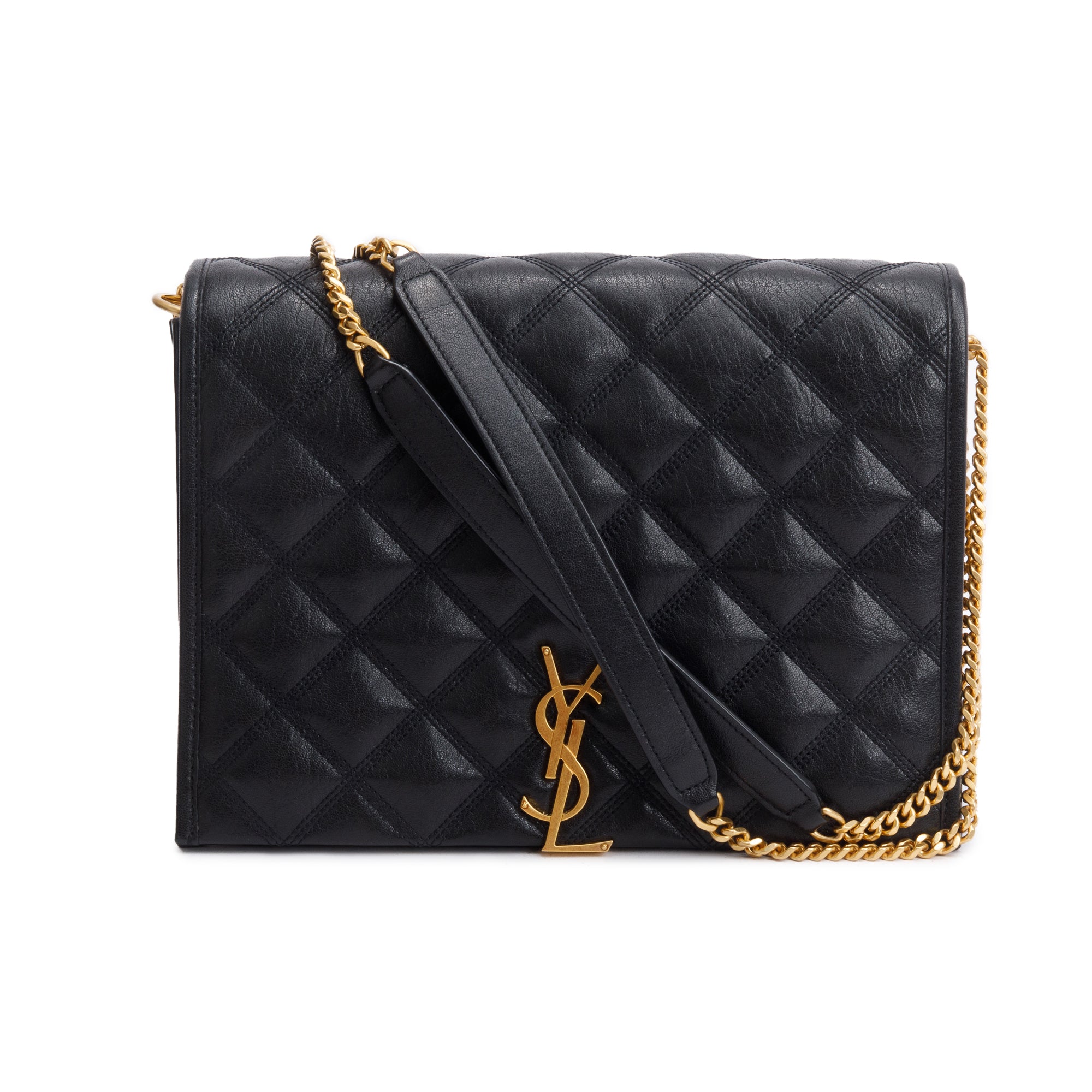 Saint Laurent Black Quilted Leather Small Becky Chain Bag w/ Box