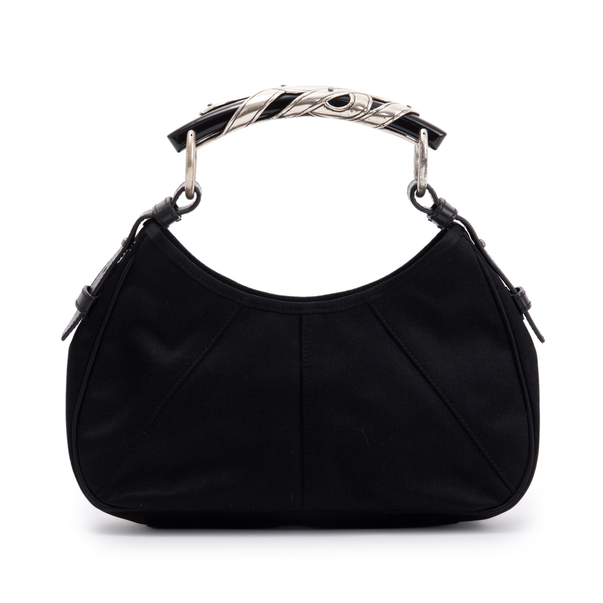 Saint Laurent Black Satin Mombasa Horn Hobo