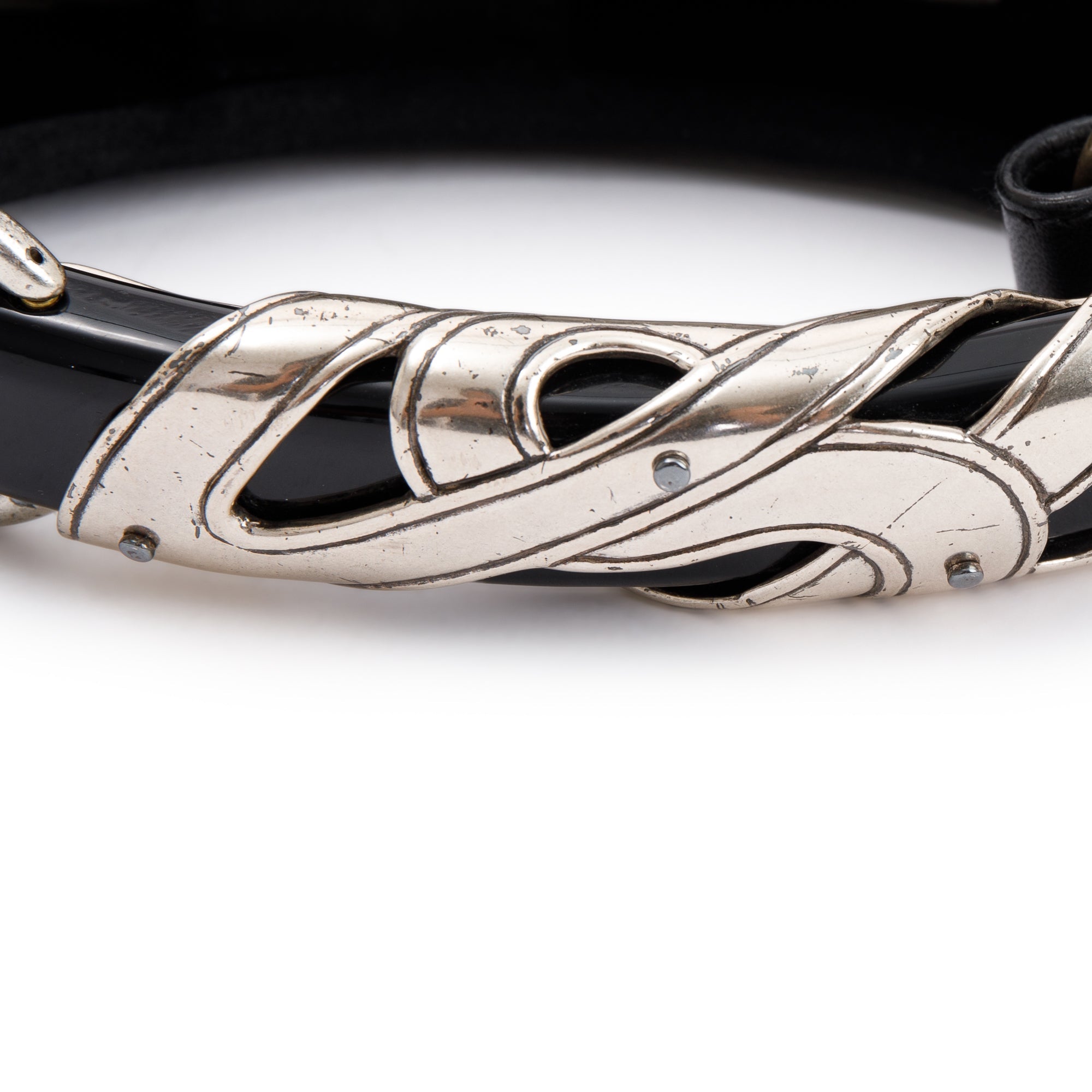 Saint Laurent Black Satin Mombasa Horn Hobo