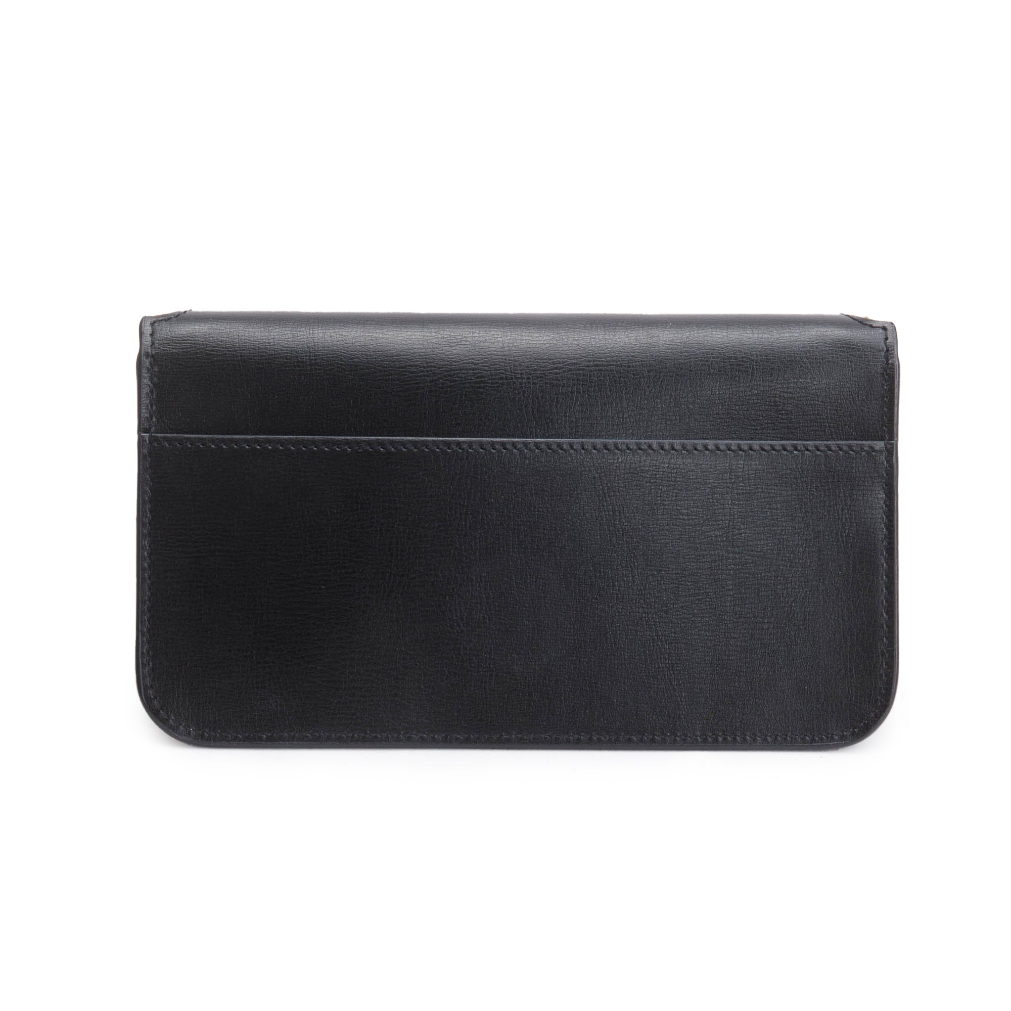 Saint Laurent Black Smooth Leather Cassandre Phone Holder Bag w/ Box