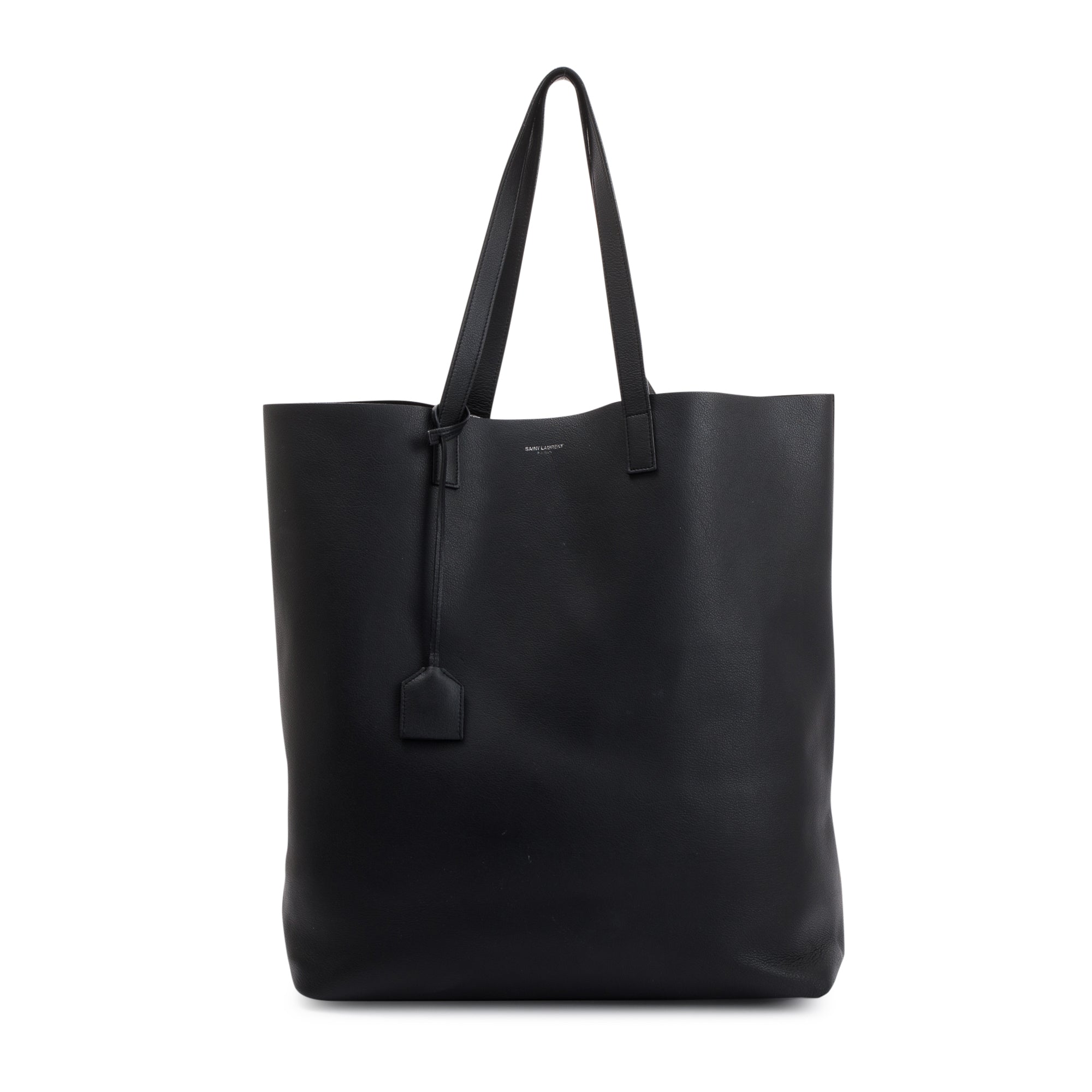 Saint Laurent Black Soft Calfskin Leather N/S Shopping Tote w/ Pouch