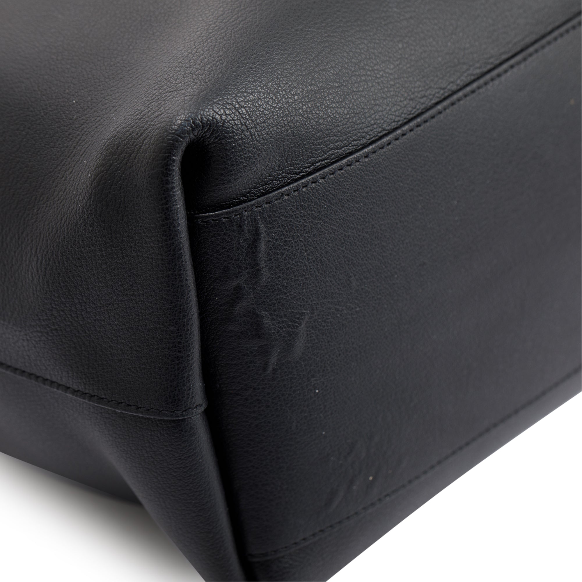 Saint Laurent Black Soft Calfskin Leather N/S Shopping Tote w/ Pouch