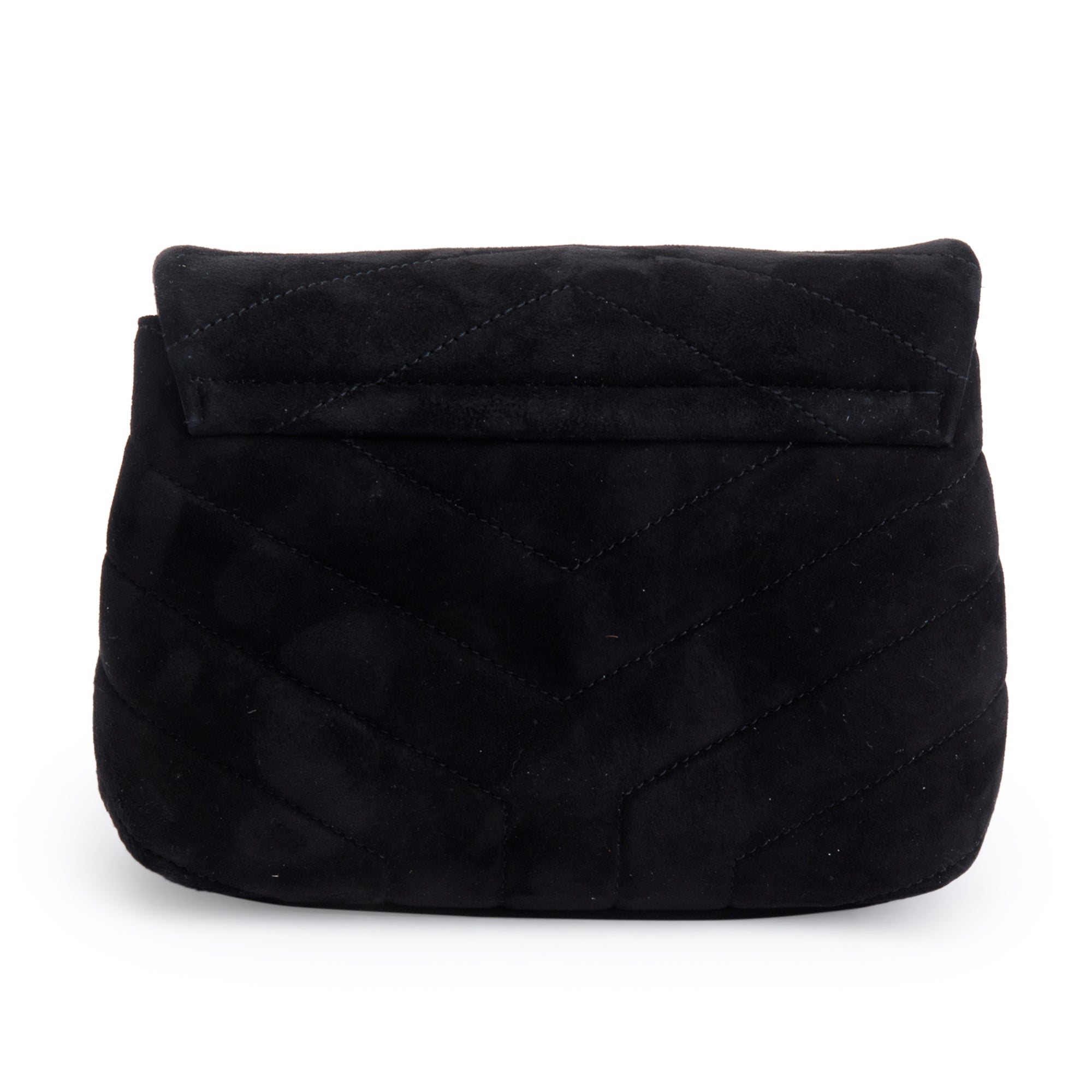 Saint Laurent Black Suede Monogram Matelasse Toy Loulou Crossbody Bag w/ Box