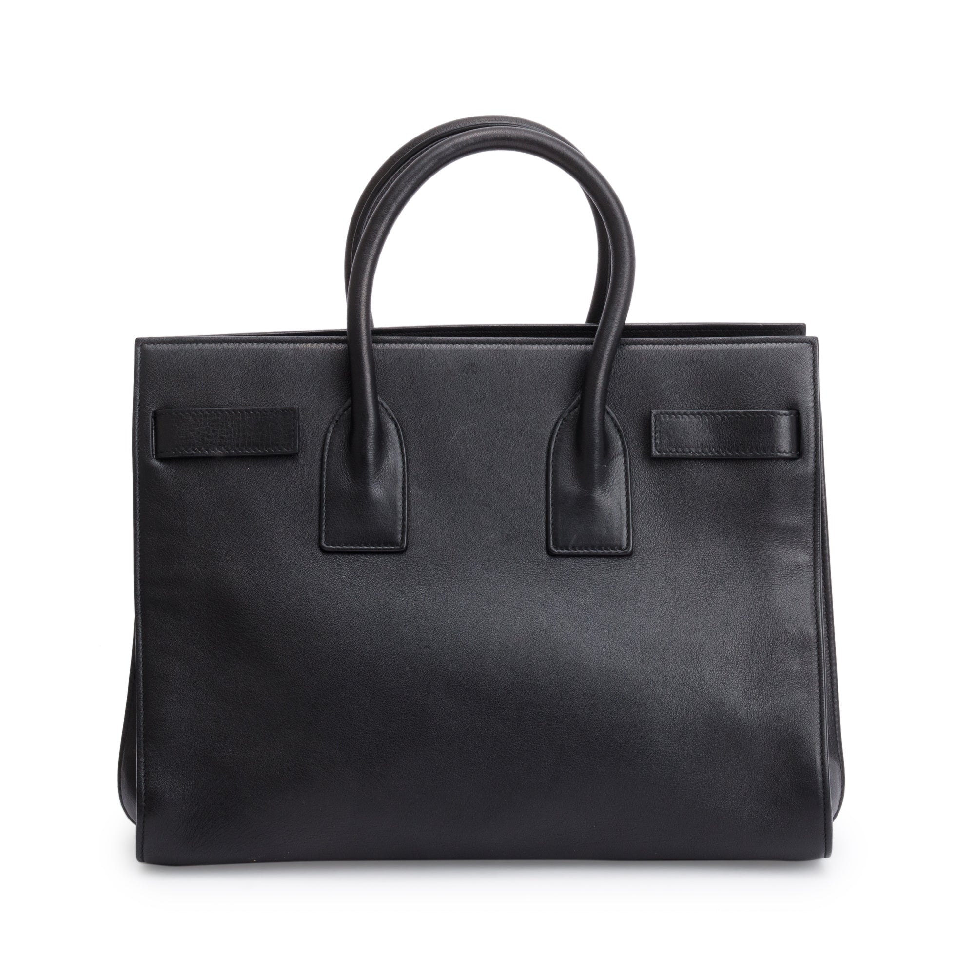 Saint Laurent Black Supple Grained Leather Small Sac De Jour w/ Strap