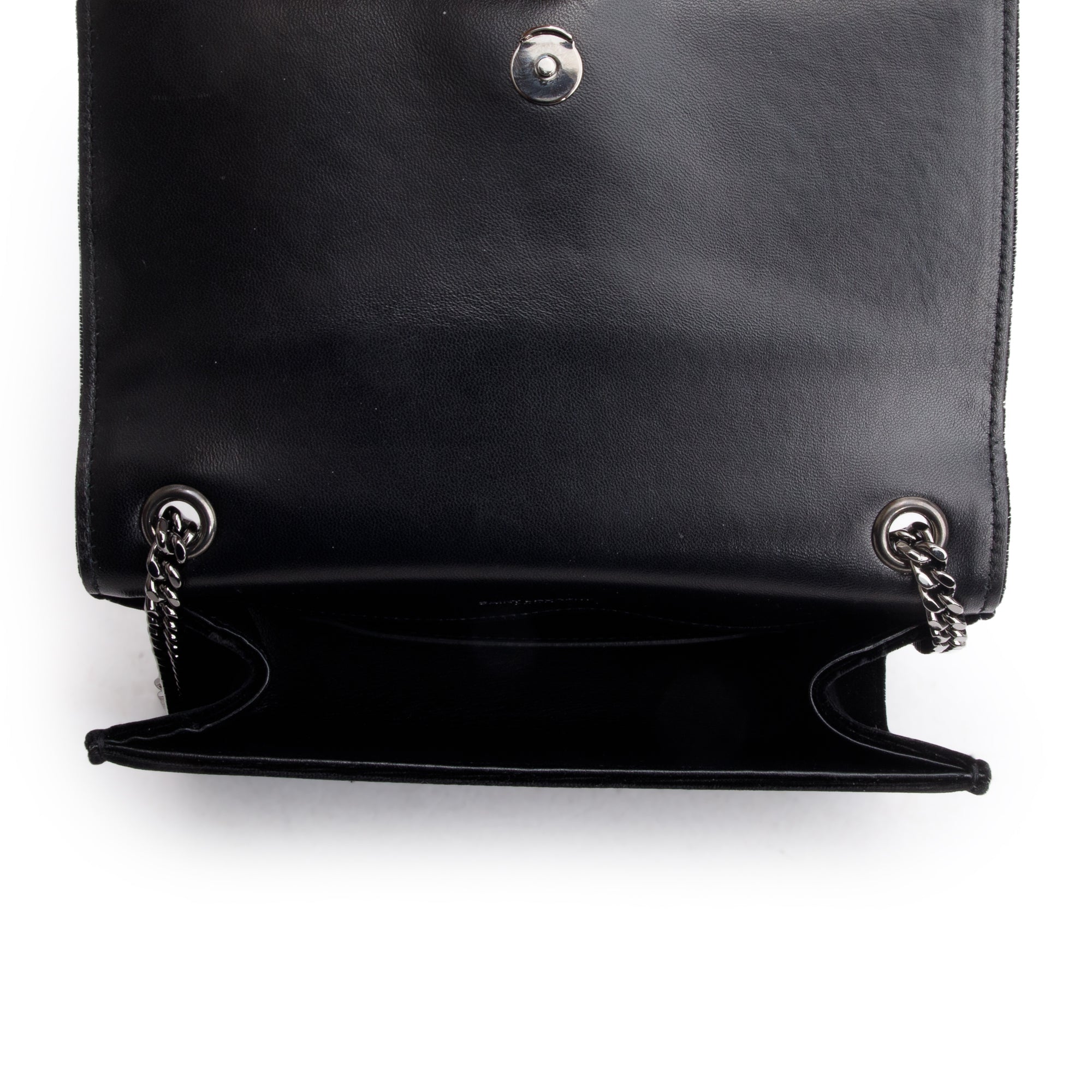 Saint Laurent Black Velvet Crystal Small Kate Tassel Bag w/ Box