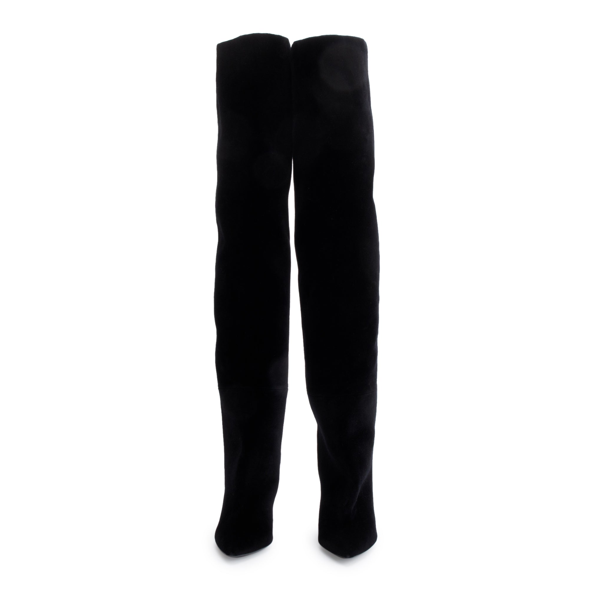 Saint Laurent Black Velvet Niki Over The Knee Boots, Size 35.5