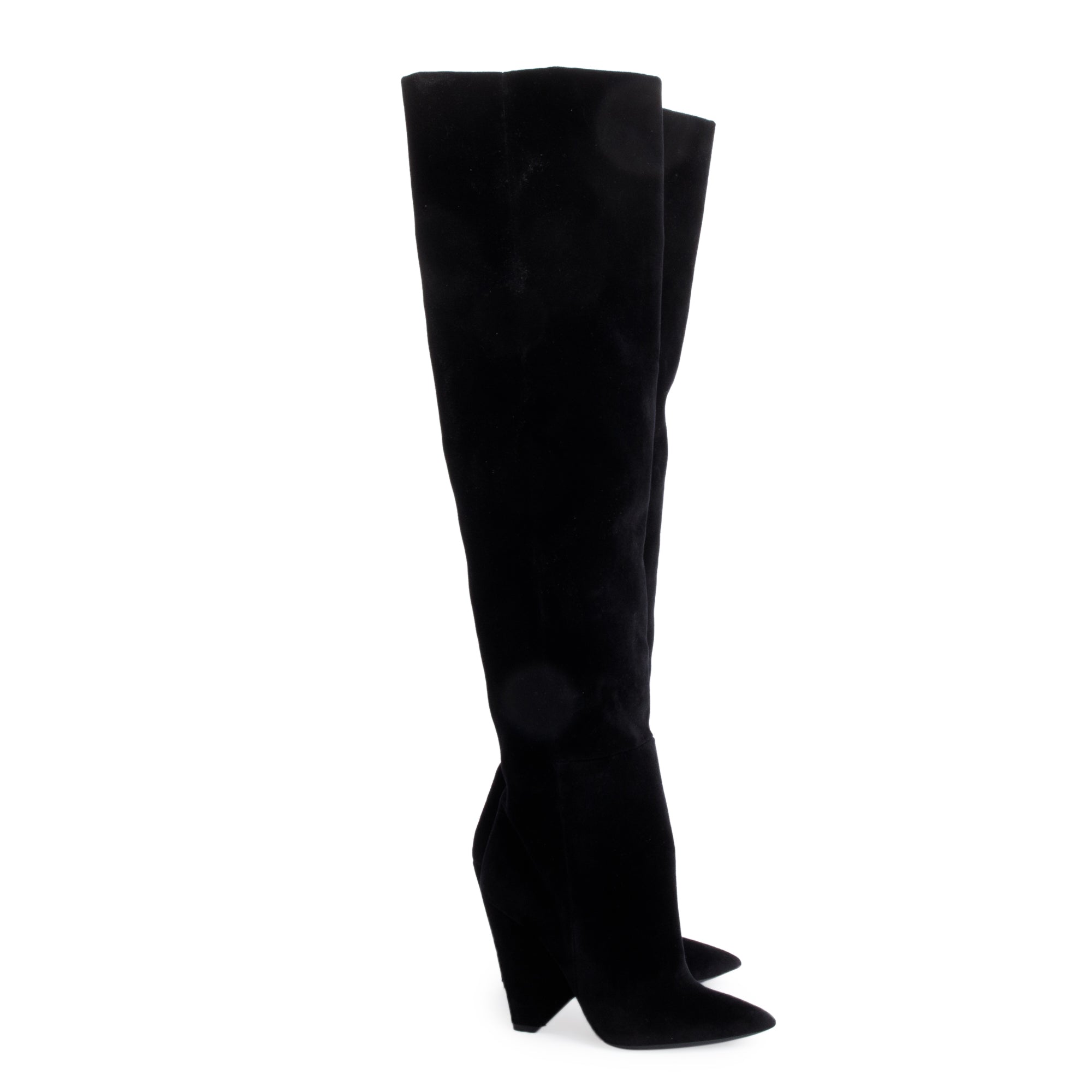 Saint Laurent Black Velvet Niki Over The Knee Boots, Size 35.5