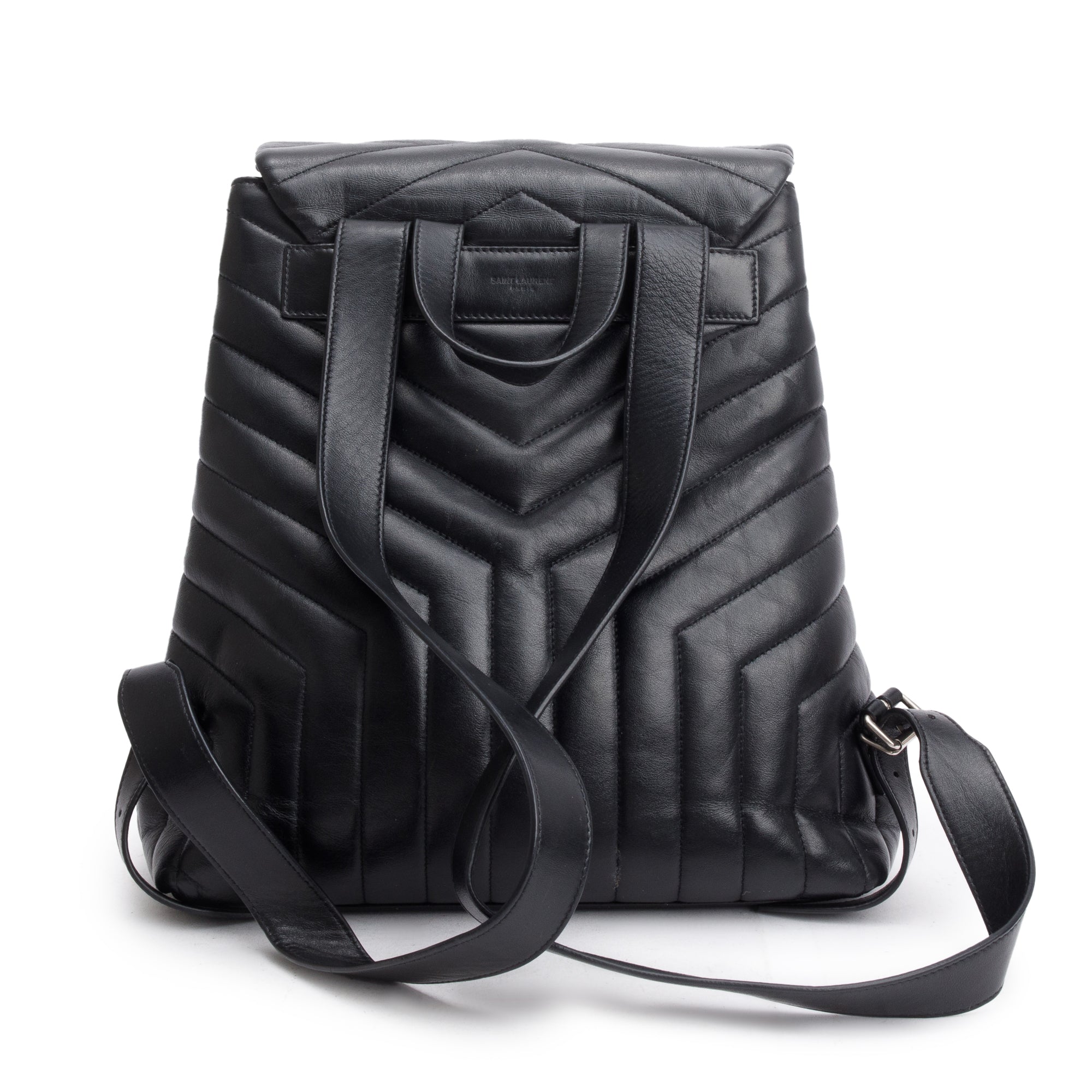Saint Laurent Black Y Quilted Calfskin Leather Medium Loulou Backpack