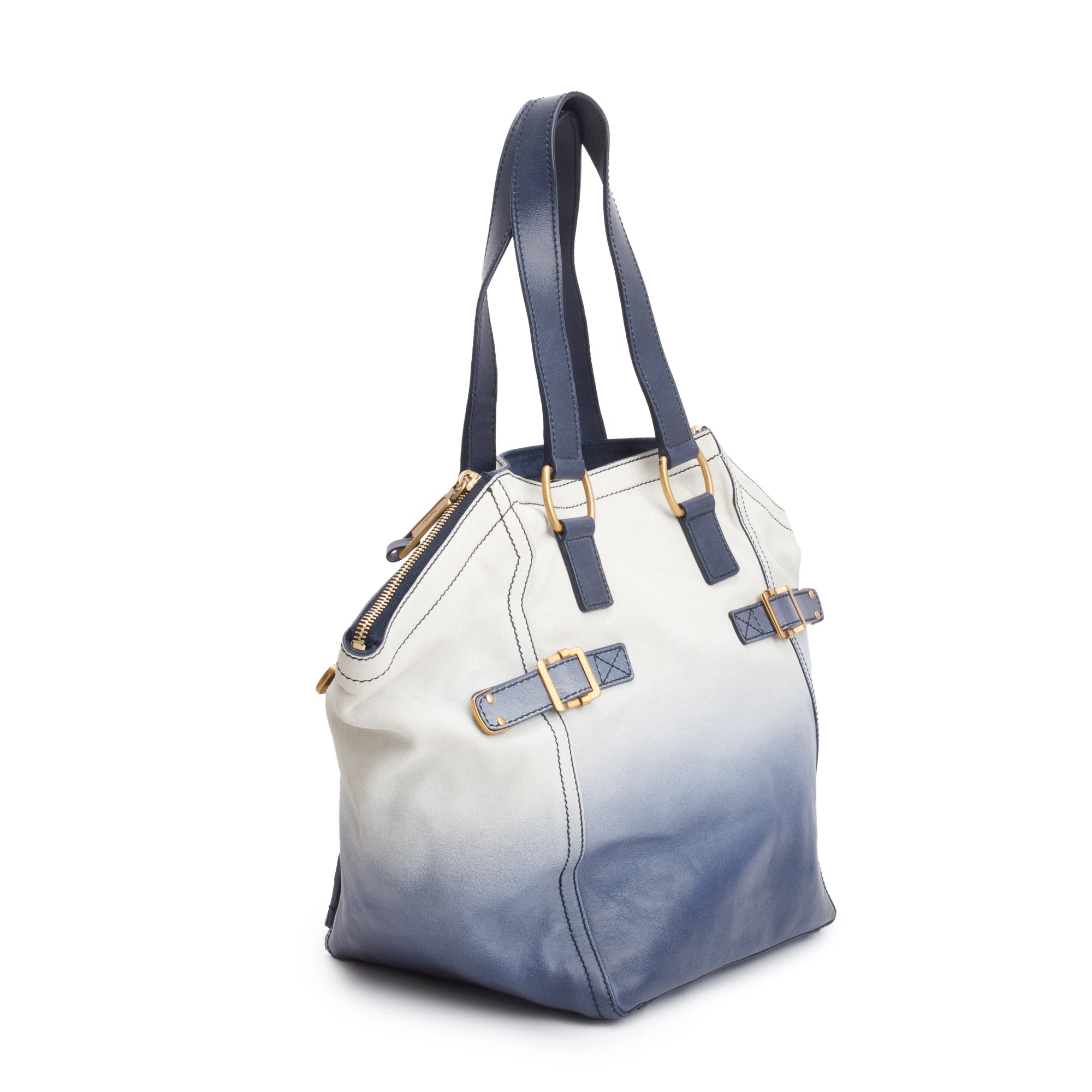 Saint Laurent Blue Ombre Leather Small Downtown Tote