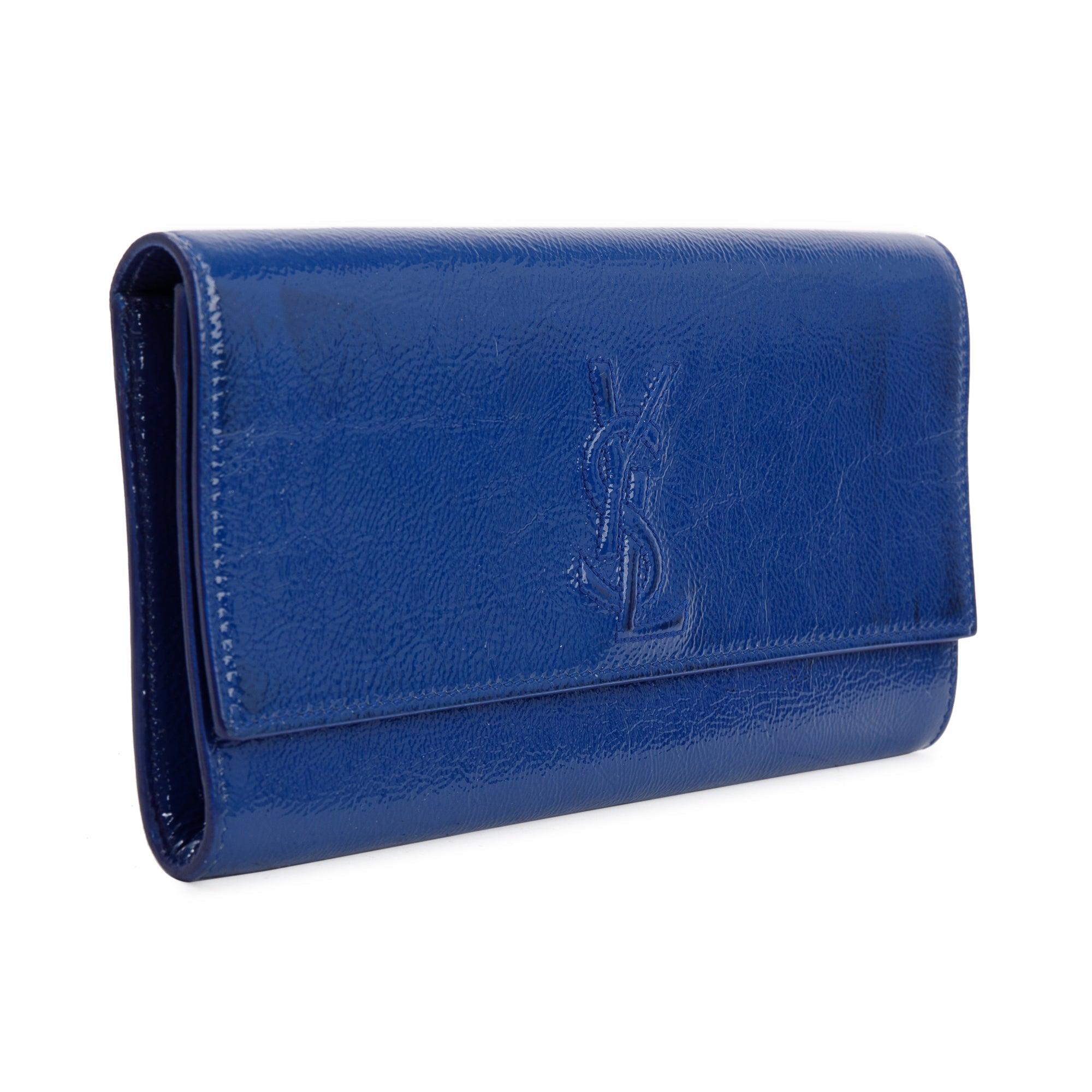 Saint Laurent Blue Patent Leather Belle de Jour Clutch