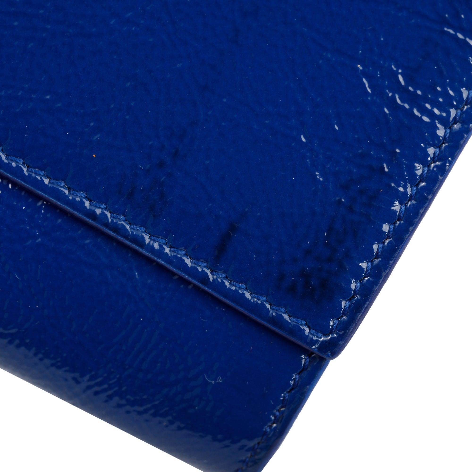 Saint Laurent Blue Patent Leather Belle de Jour Clutch