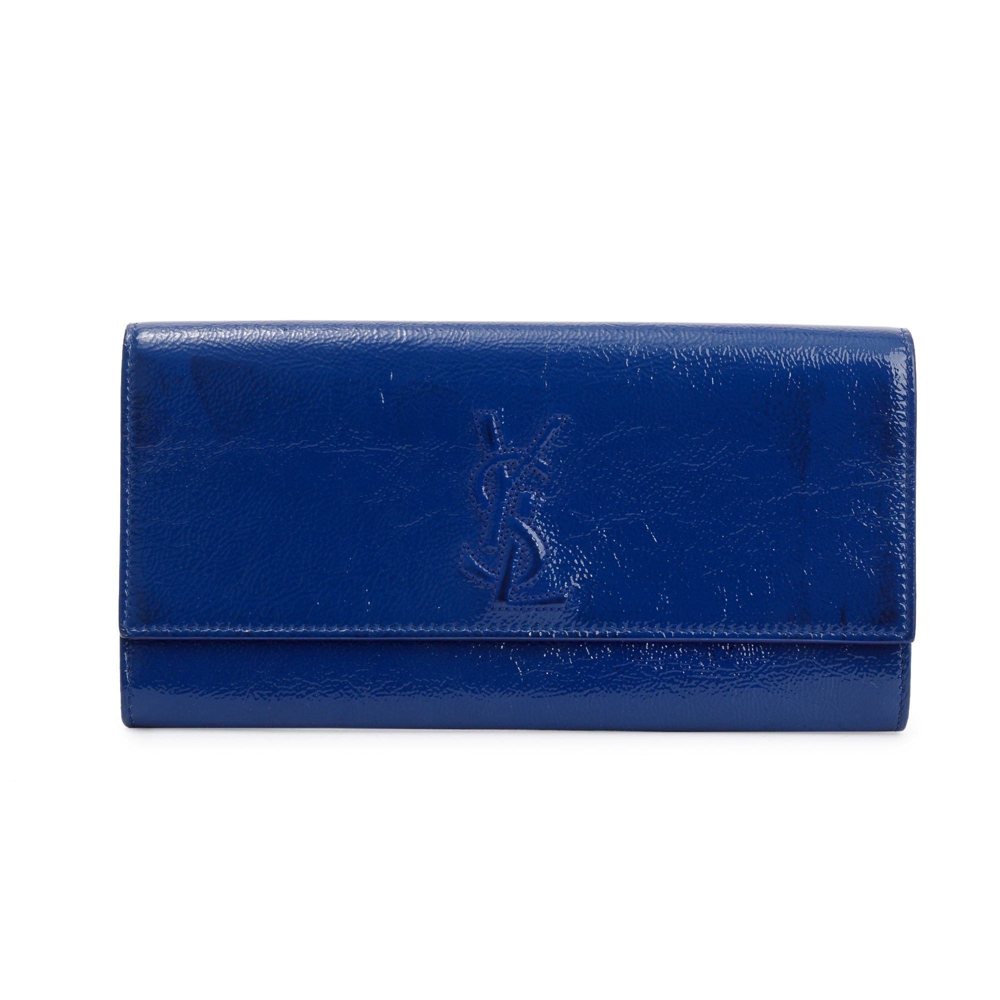 Saint Laurent Blue Patent Leather Belle de Jour Clutch