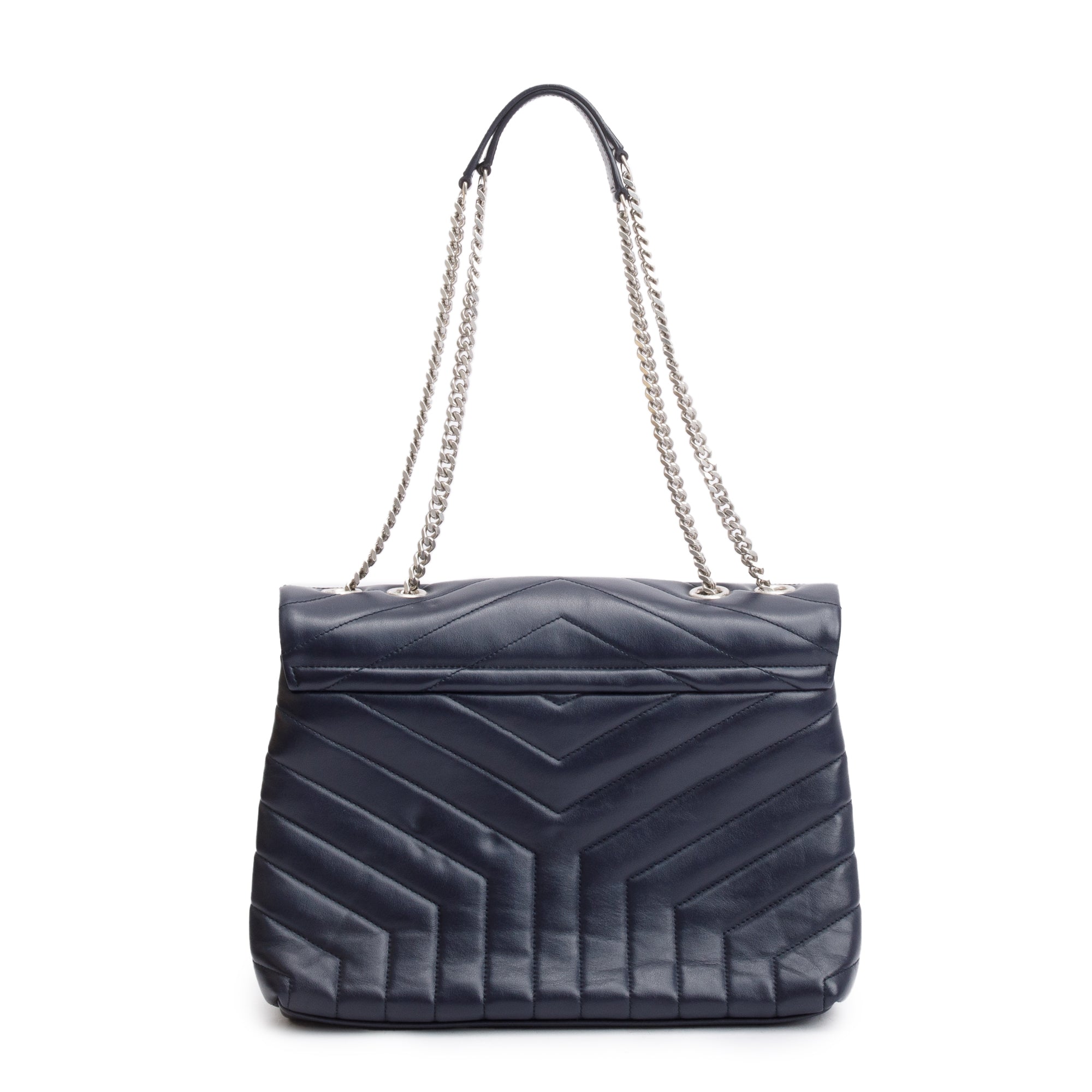 Saint Laurent Blue Quilted Leather Medium Loulou Monogram Shoulder Bag