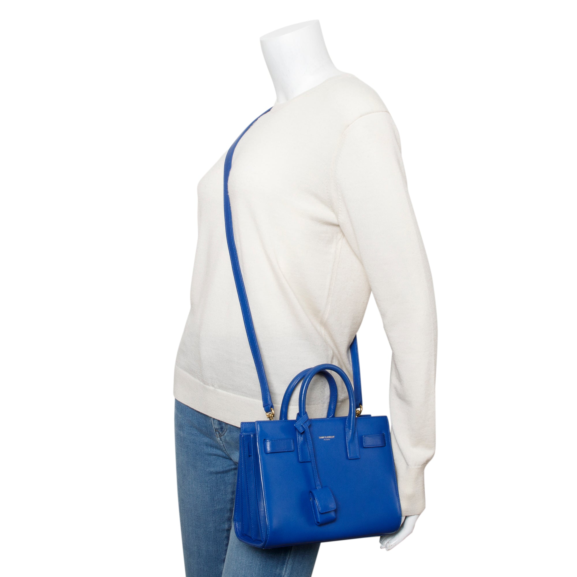 Saint Laurent Blue Smooth Leather Nano Sac De Jour w/ Strap