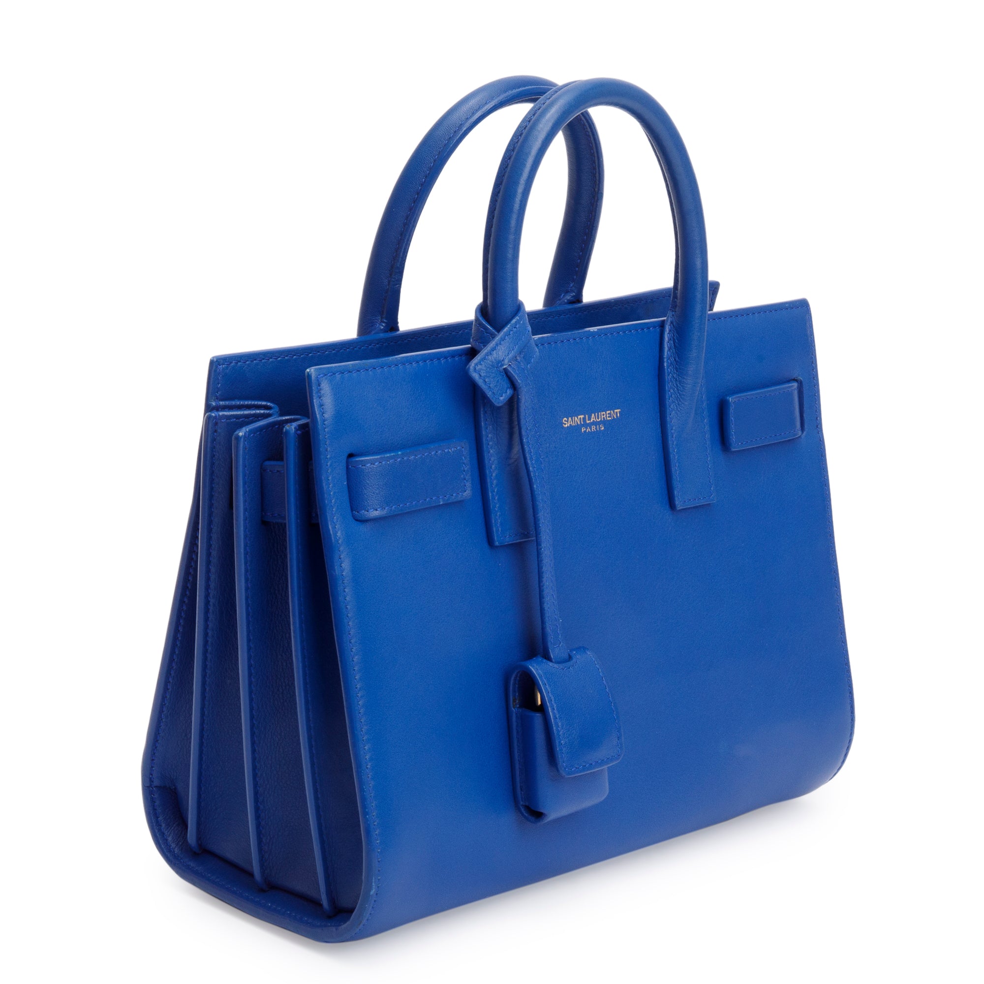 Saint Laurent Blue Smooth Leather Nano Sac De Jour w/ Strap