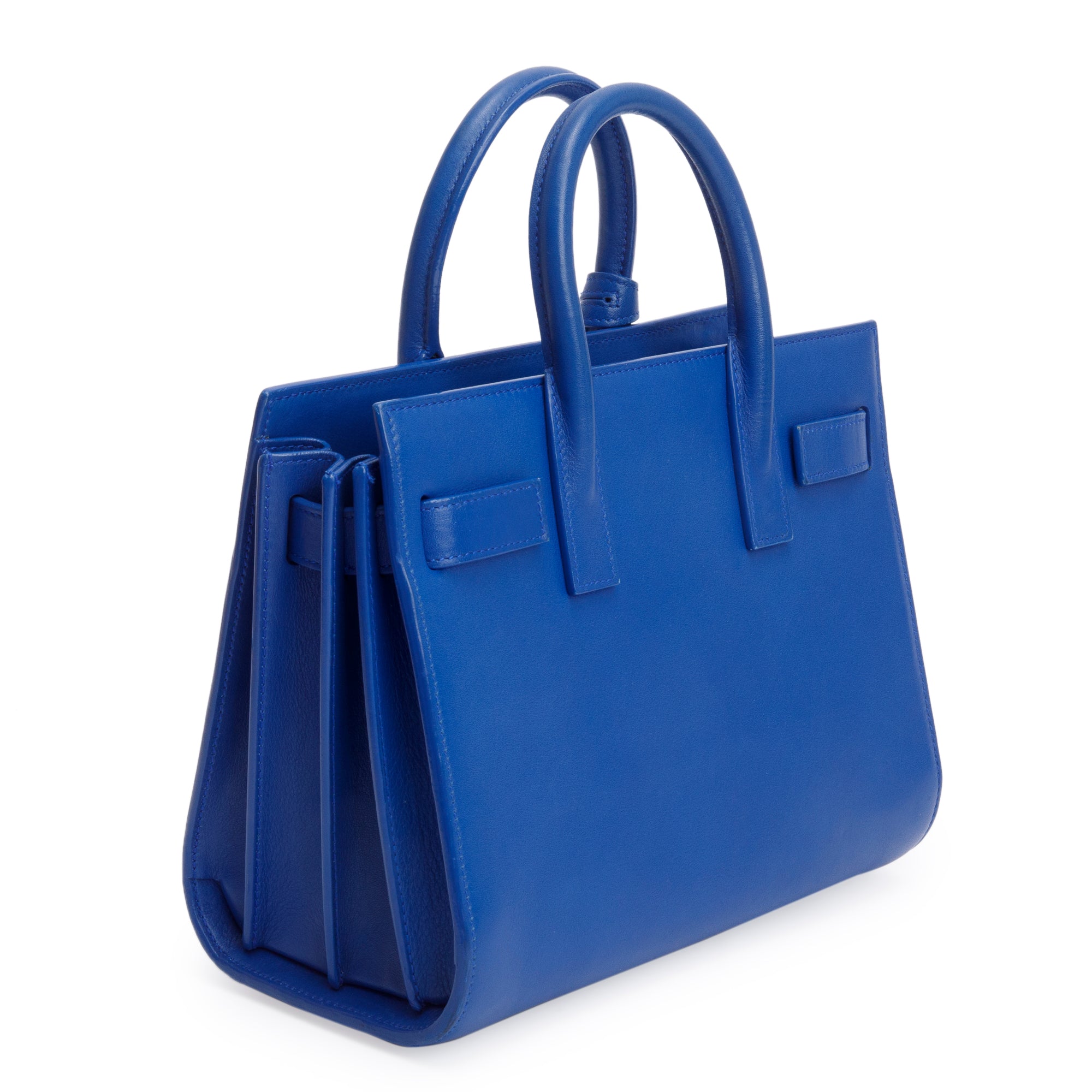 Saint Laurent Blue Smooth Leather Nano Sac De Jour w/ Strap