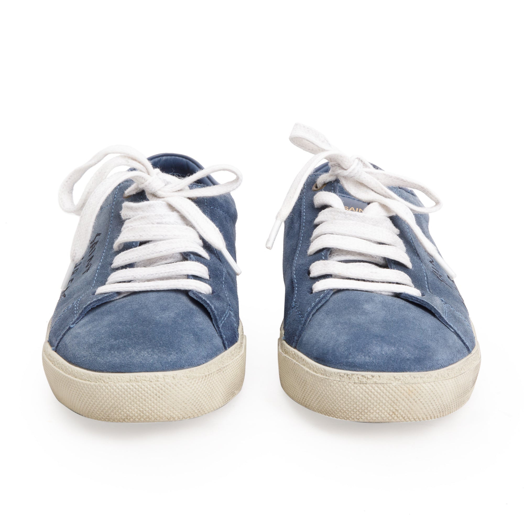 Saint Laurent Blue Suede Court Classic SL-06 Embroidered Sneakers, Size 39.5