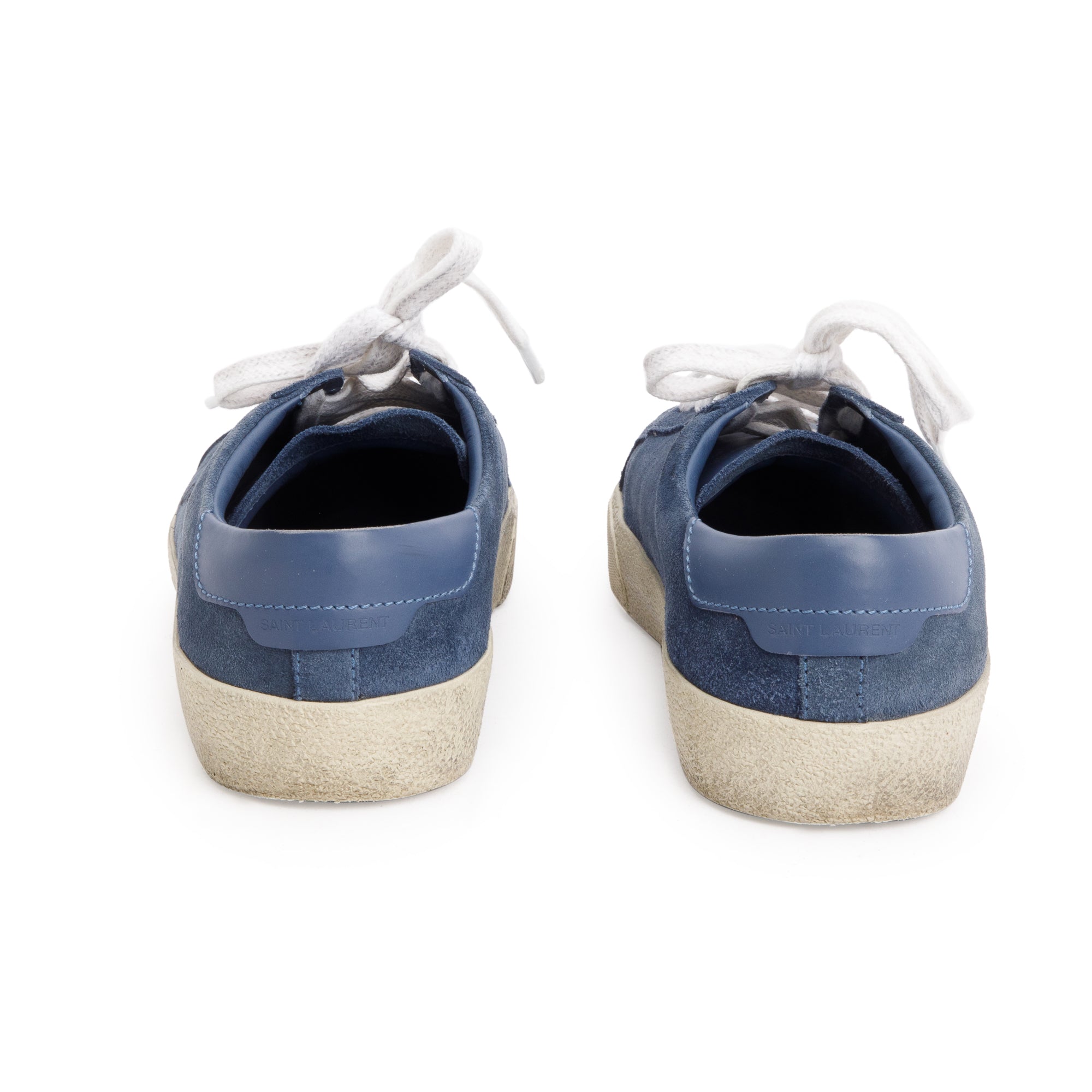 Saint Laurent Blue Suede Court Classic SL-06 Embroidered Sneakers, Size 39.5