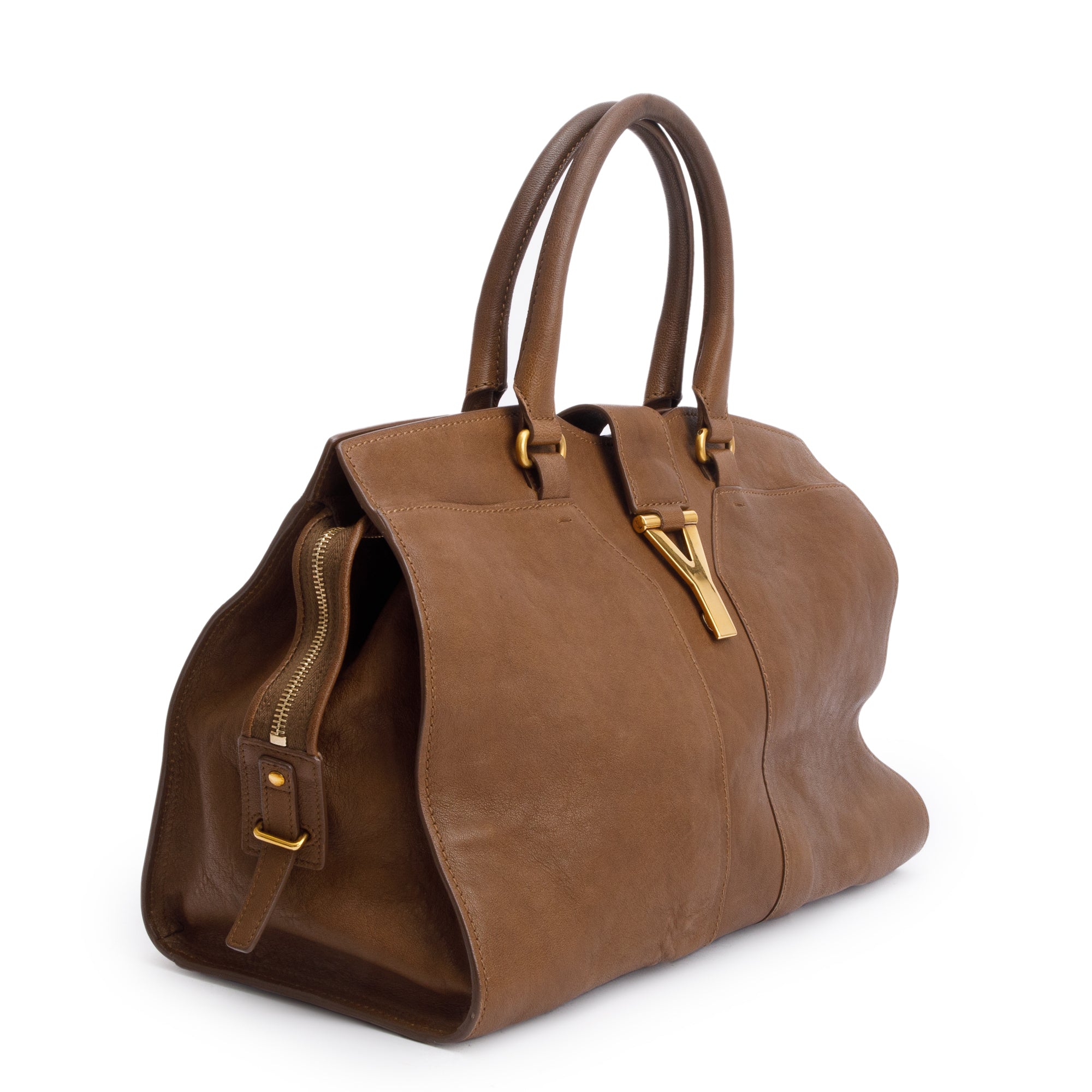 Saint Laurent Brown Calfskin Leather Medium Chyc Cabas Tote Bag