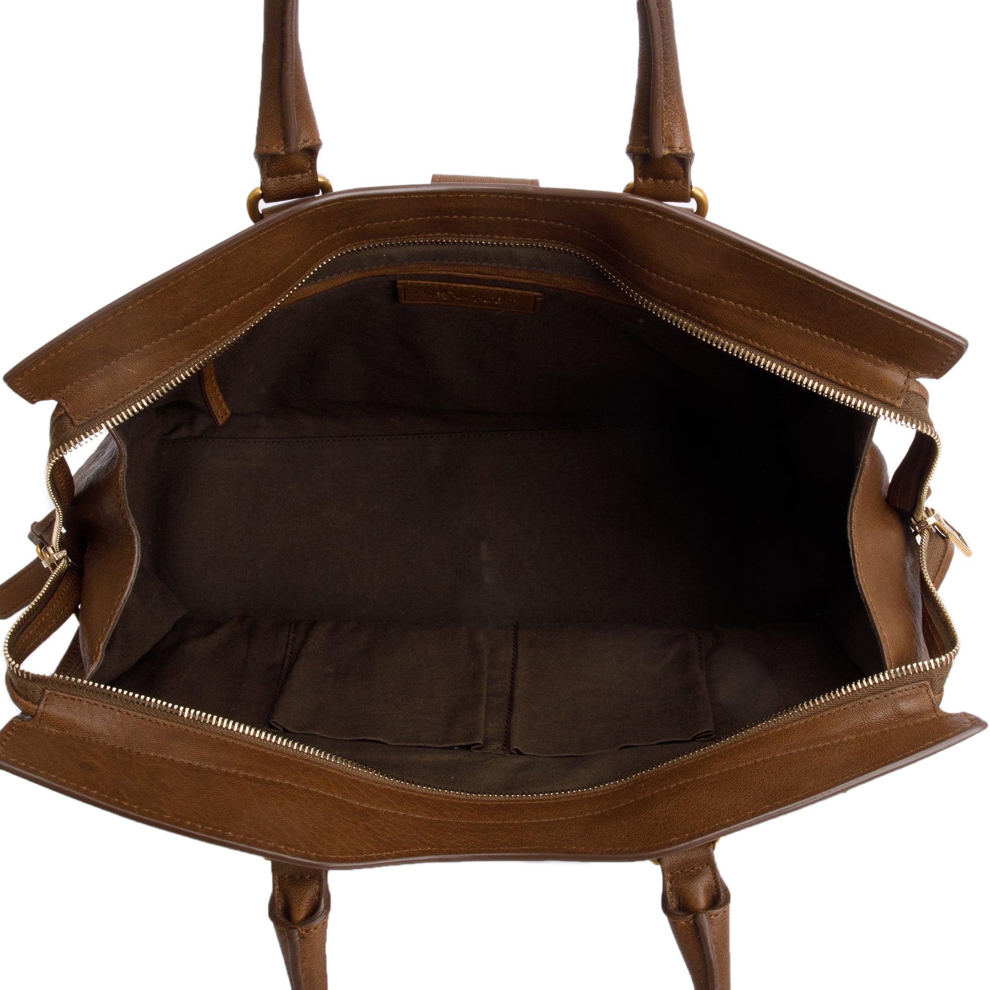 Saint Laurent Brown Calfskin Leather Medium Chyc Cabas Tote Bag